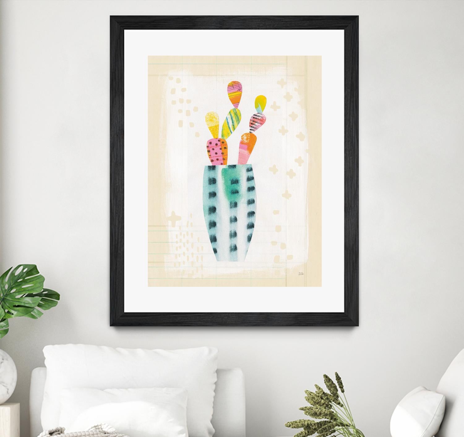 Otomi Rabbits Pastel by Melissa Averinos on GIANT ART - beige botany