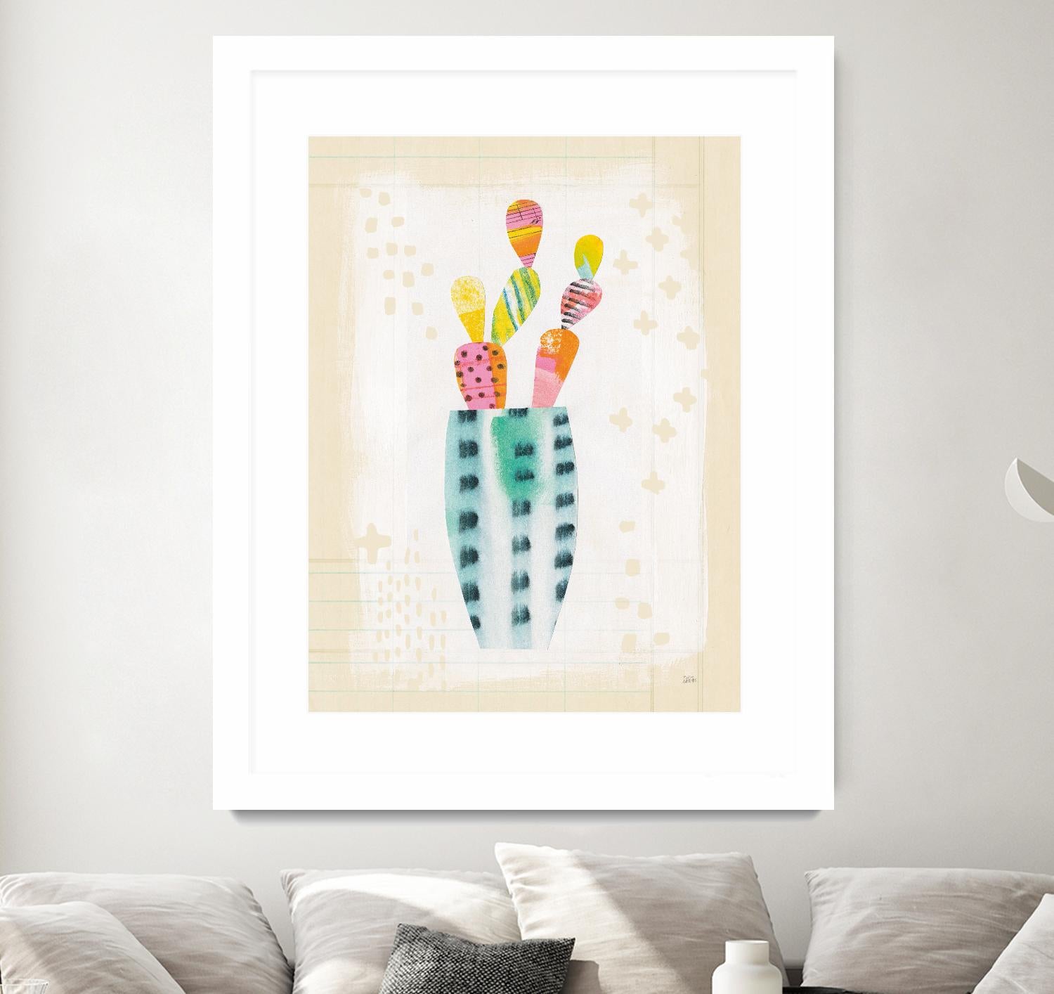 Otomi Rabbits Pastel by Melissa Averinos on GIANT ART - beige botany