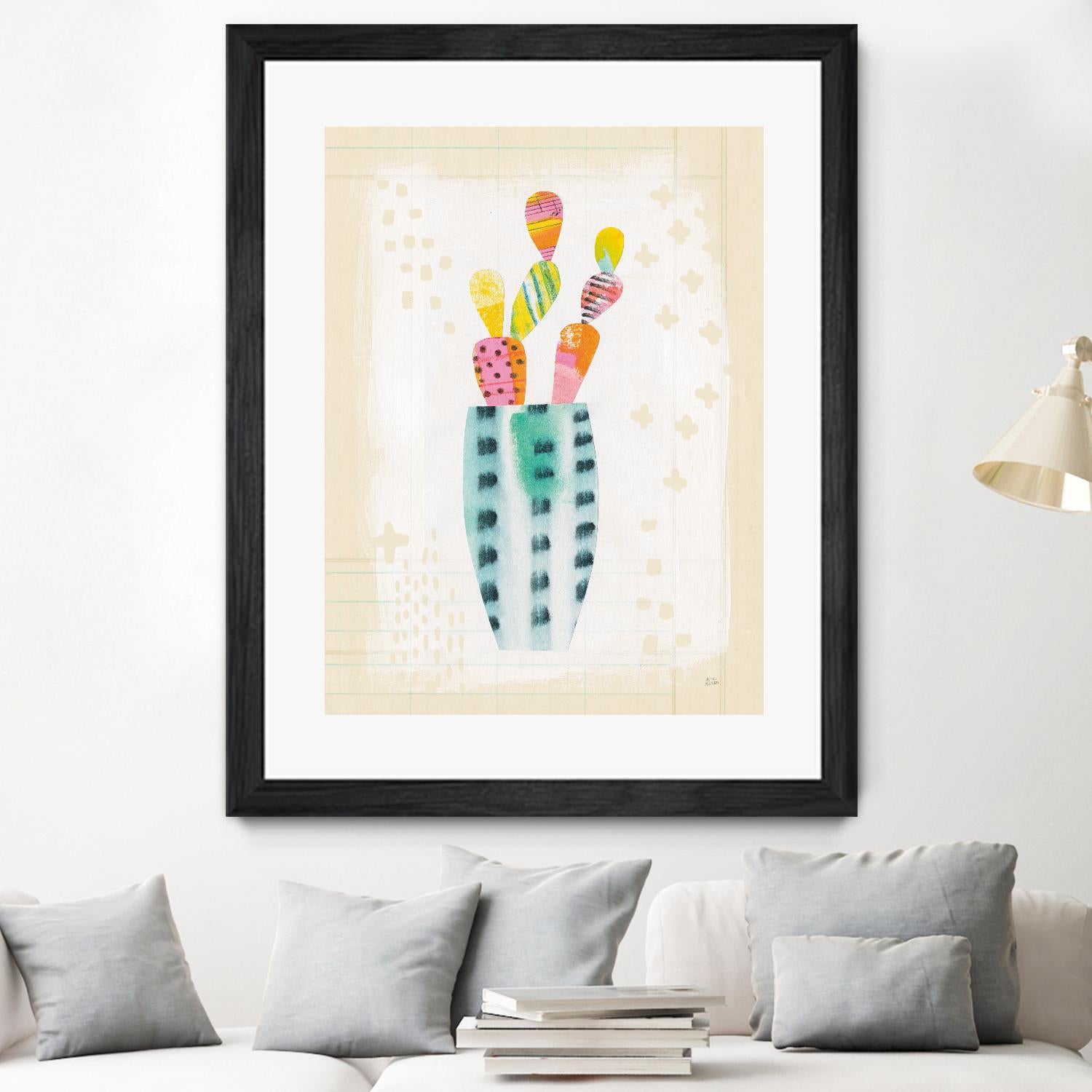 Otomi Rabbits Pastel by Melissa Averinos on GIANT ART - beige botany