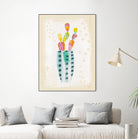 Otomi Rabbits Pastel by Melissa Averinos on GIANT ART - beige botany