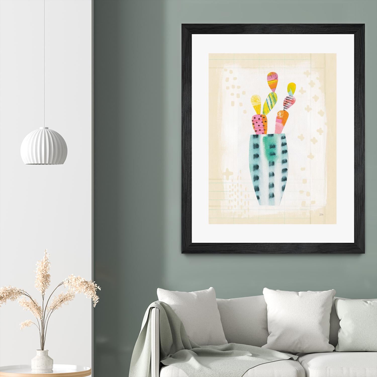 Otomi Rabbits Pastel by Melissa Averinos on GIANT ART - beige botany