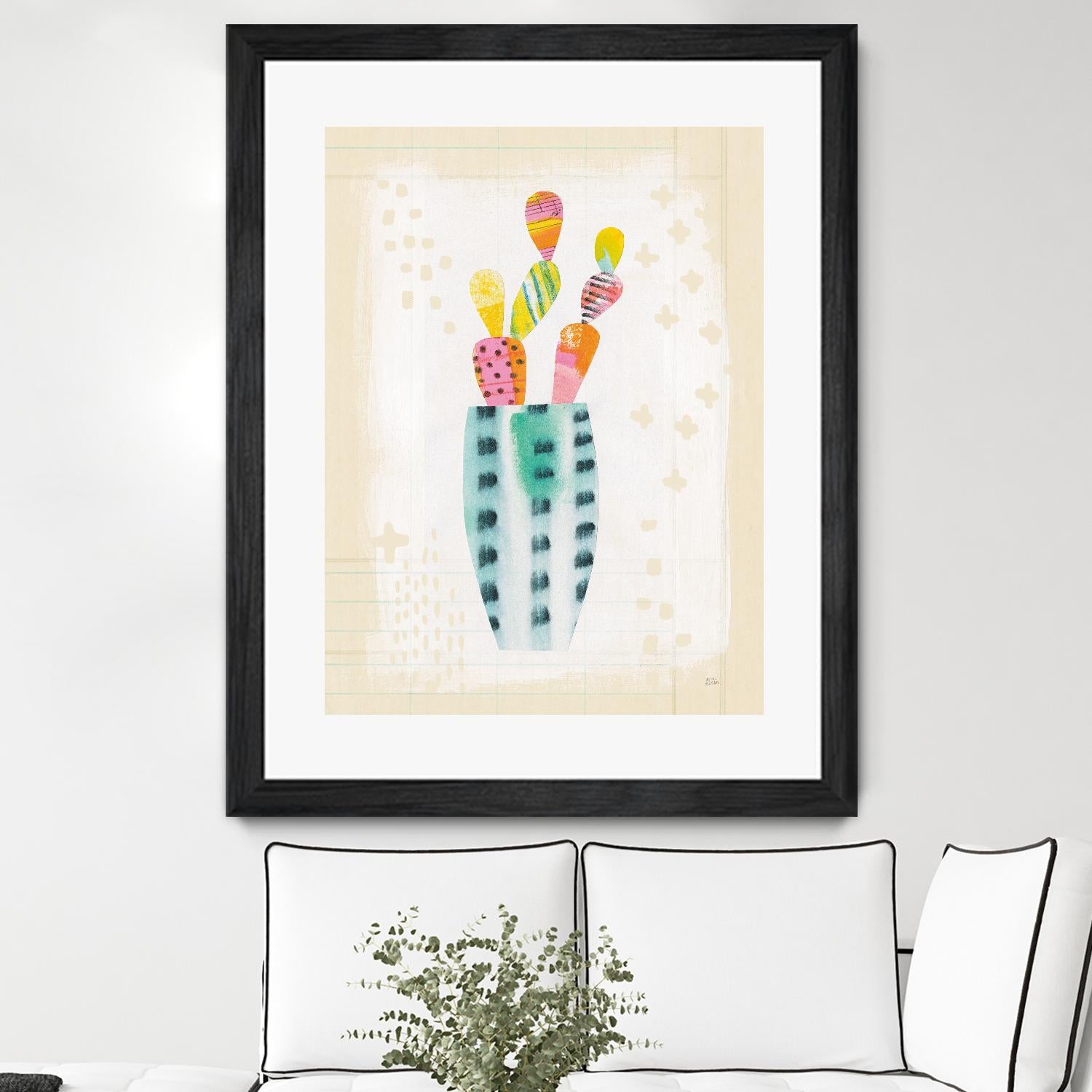 Otomi Rabbits Pastel by Melissa Averinos on GIANT ART - beige botany