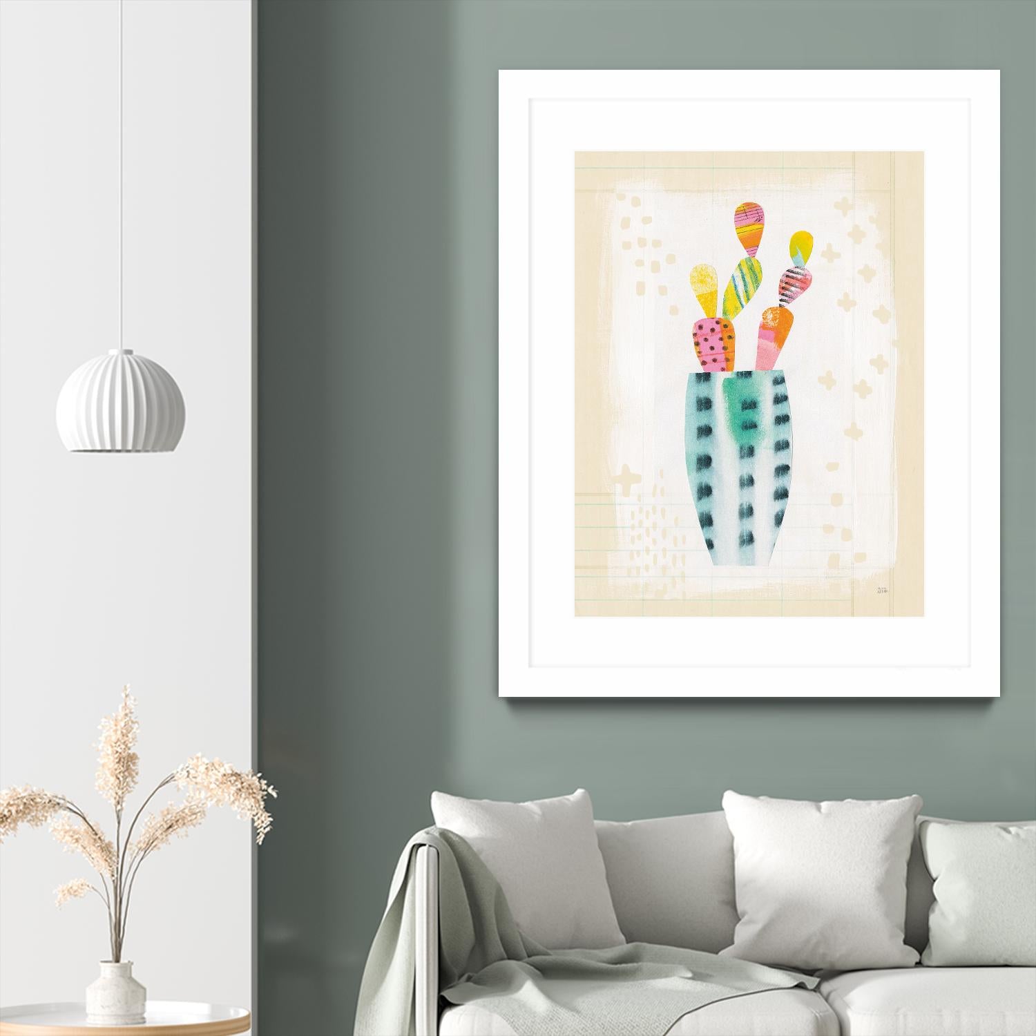 Otomi Rabbits Pastel by Melissa Averinos on GIANT ART - beige botany