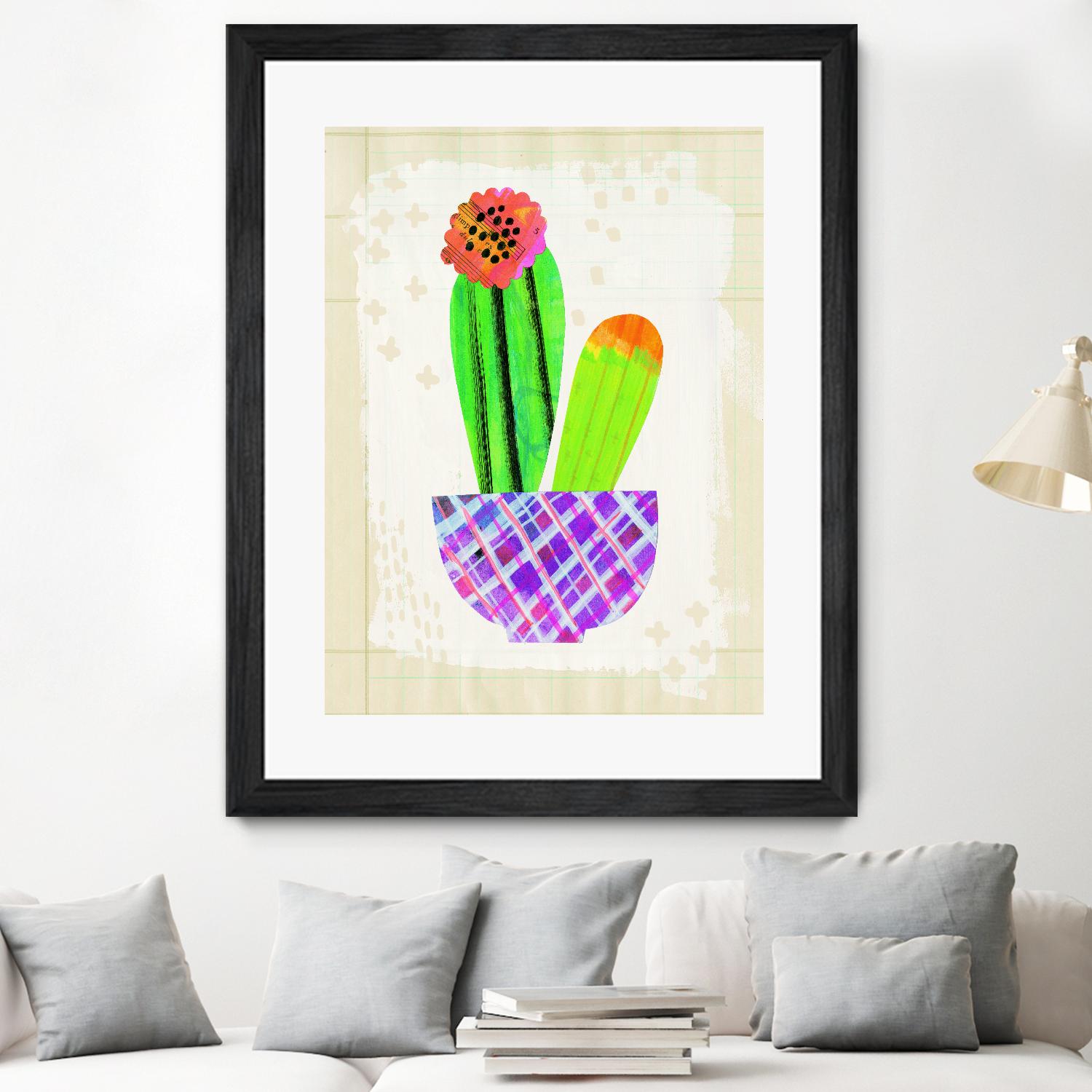 Collage Cactus I on Graph Paper by Melissa Averinos on GIANT ART - beige botany