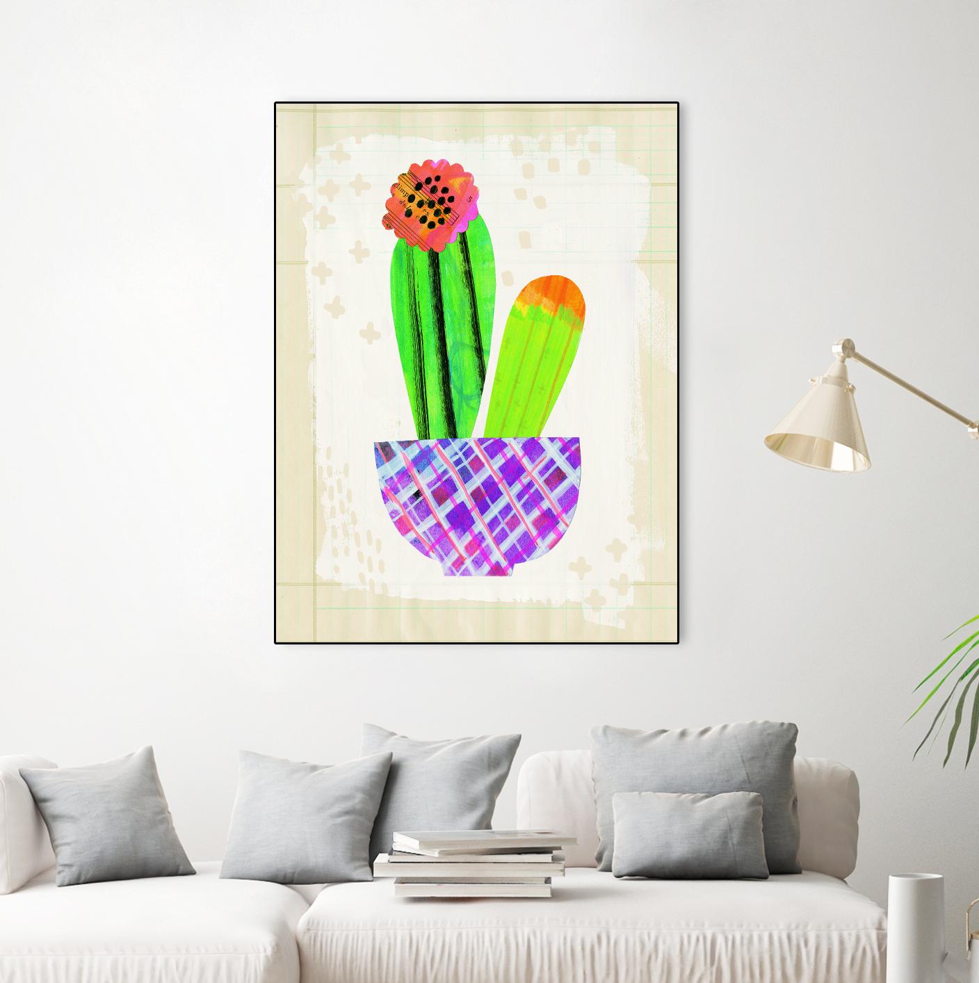 Collage Cactus I on Graph Paper by Melissa Averinos on GIANT ART - beige botany