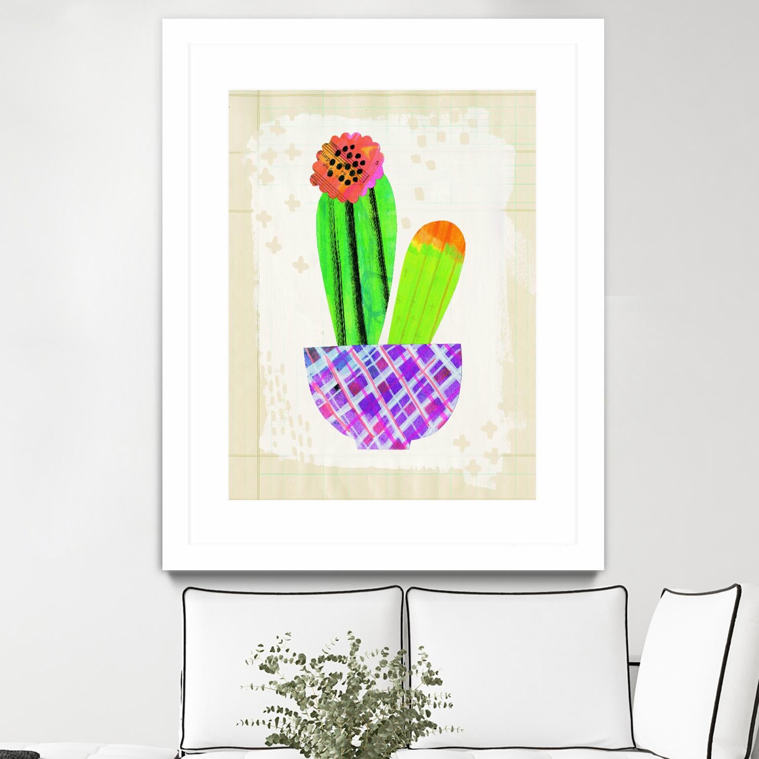 Collage Cactus I on Graph Paper by Melissa Averinos on GIANT ART - beige botany