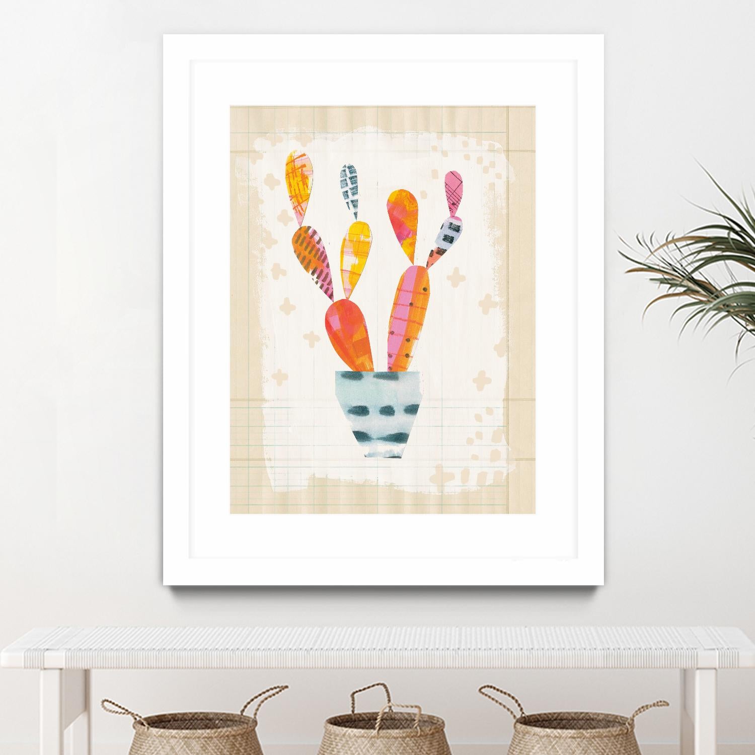 Collage Cactus II on Graph Paper by Melissa Averinos on GIANT ART - beige botany