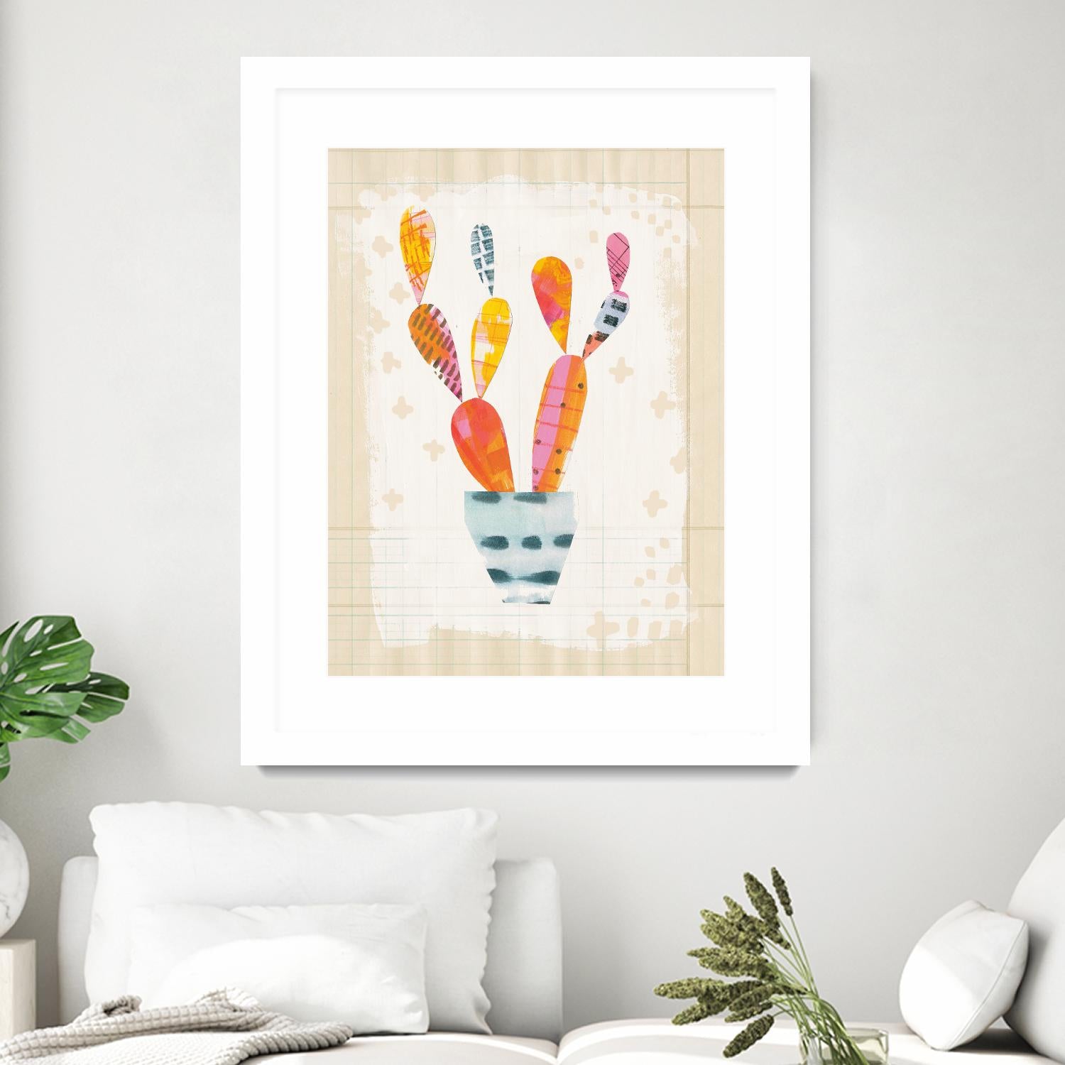 Collage Cactus II on Graph Paper by Melissa Averinos on GIANT ART - beige botany