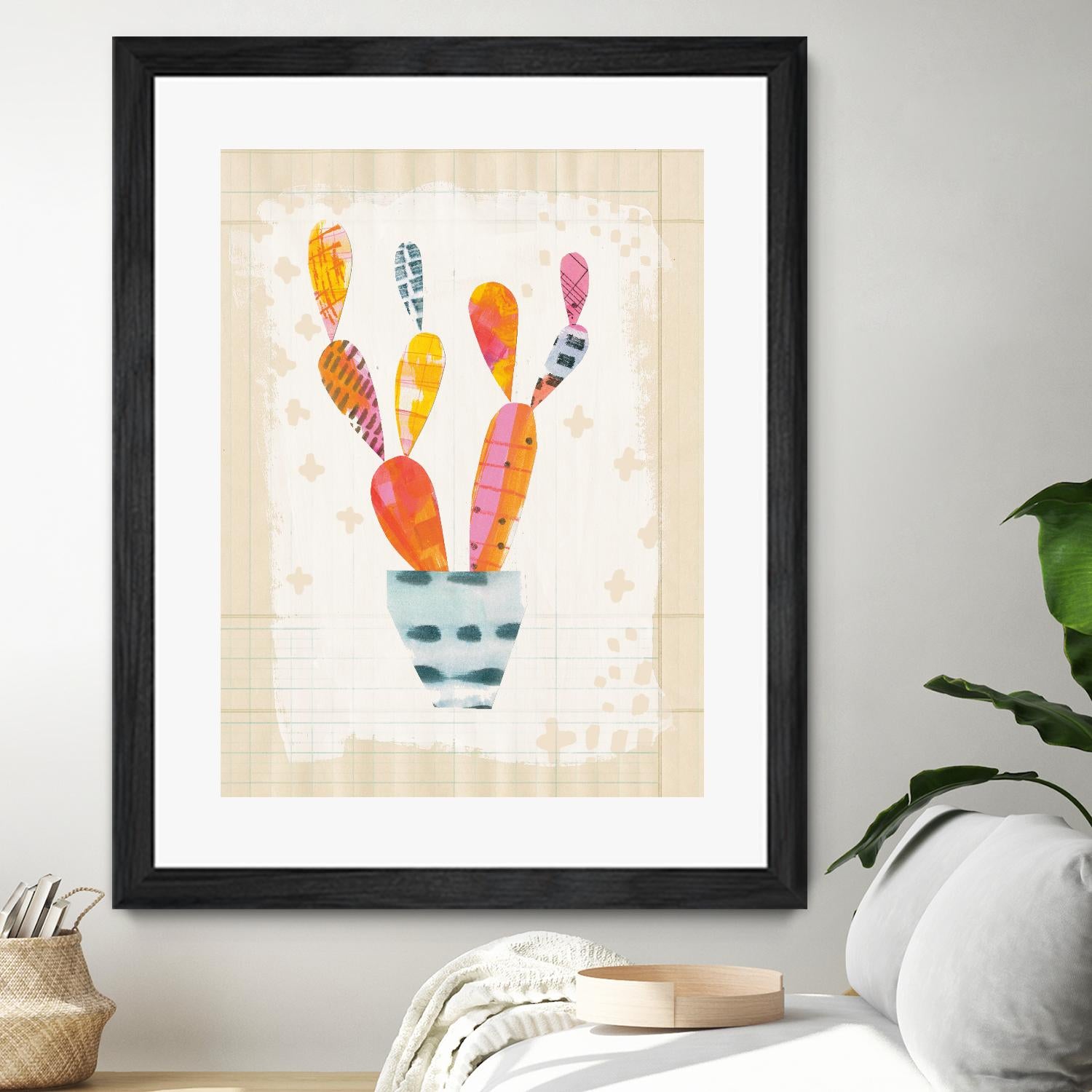Collage Cactus II on Graph Paper by Melissa Averinos on GIANT ART - beige botany