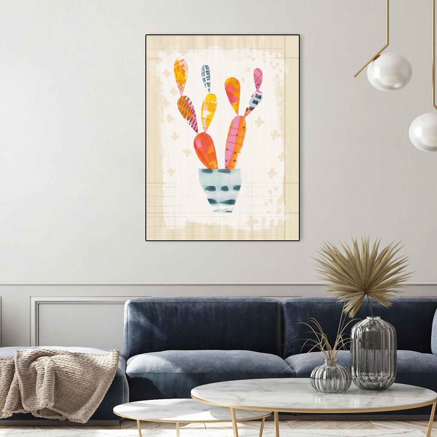 Collage Cactus II on Graph Paper by Melissa Averinos on GIANT ART - beige botany