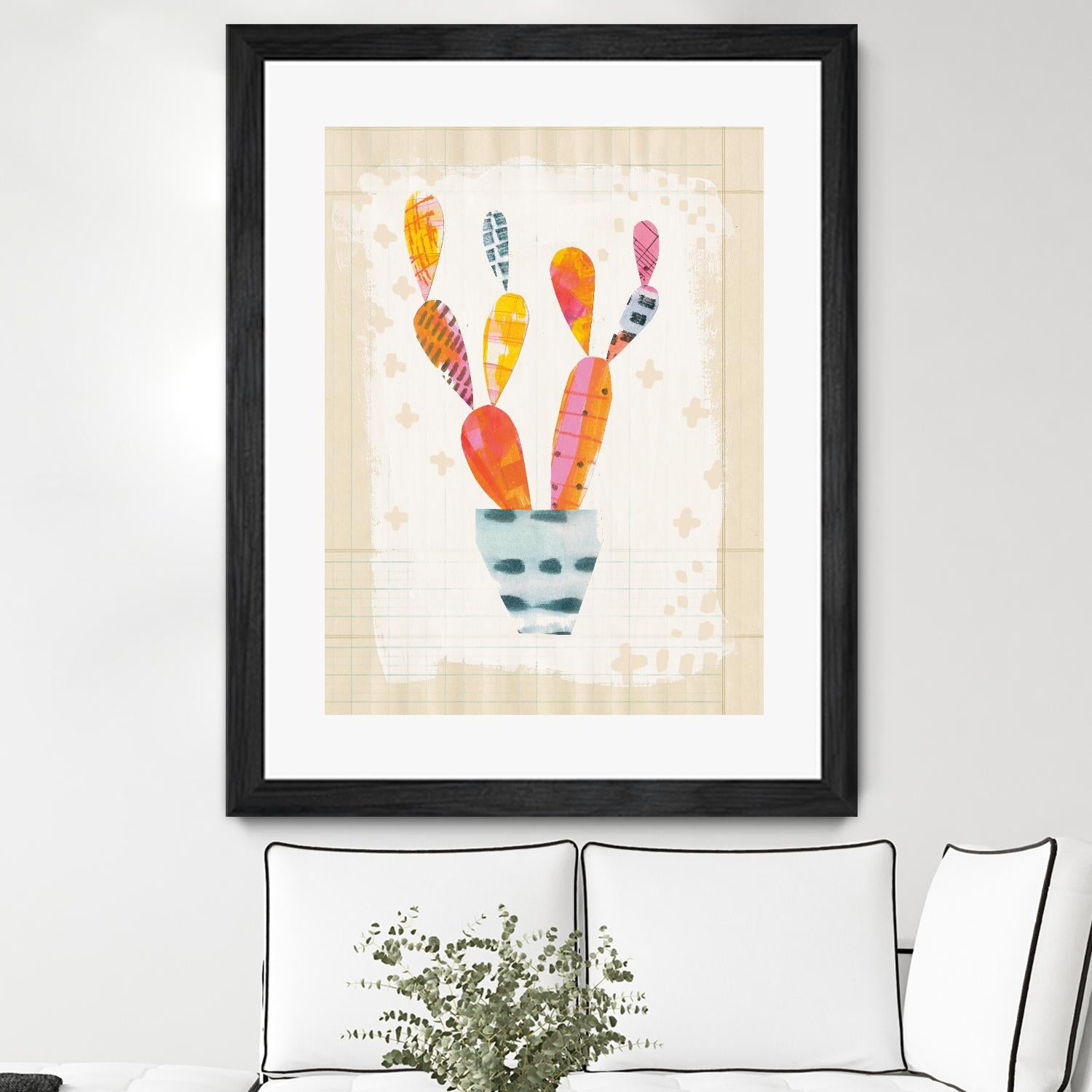 Collage Cactus II on Graph Paper by Melissa Averinos on GIANT ART - beige botany