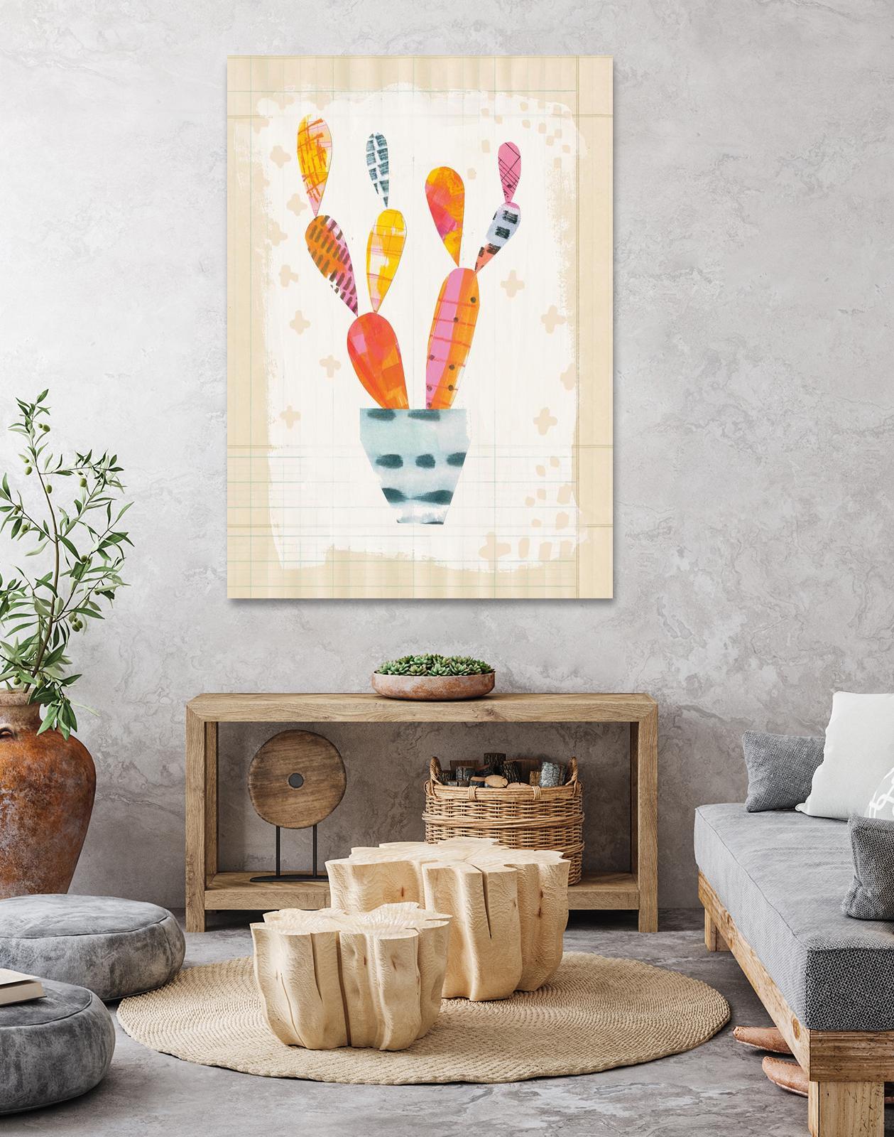 Collage Cactus II on Graph Paper by Melissa Averinos on GIANT ART - beige botany