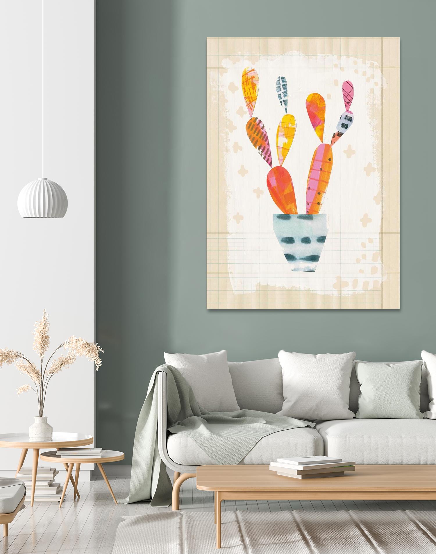 Collage Cactus II on Graph Paper by Melissa Averinos on GIANT ART - beige botany