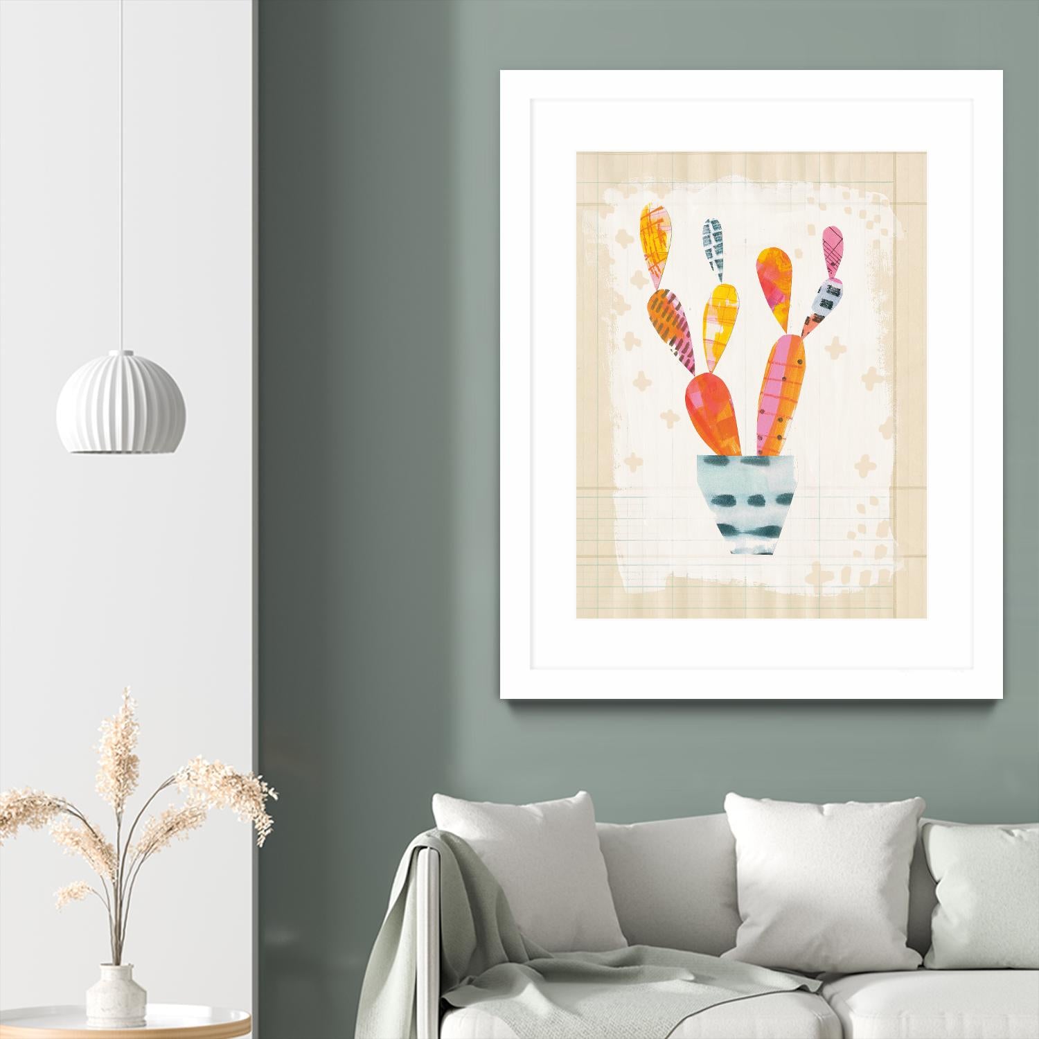 Collage Cactus II on Graph Paper by Melissa Averinos on GIANT ART - beige botany