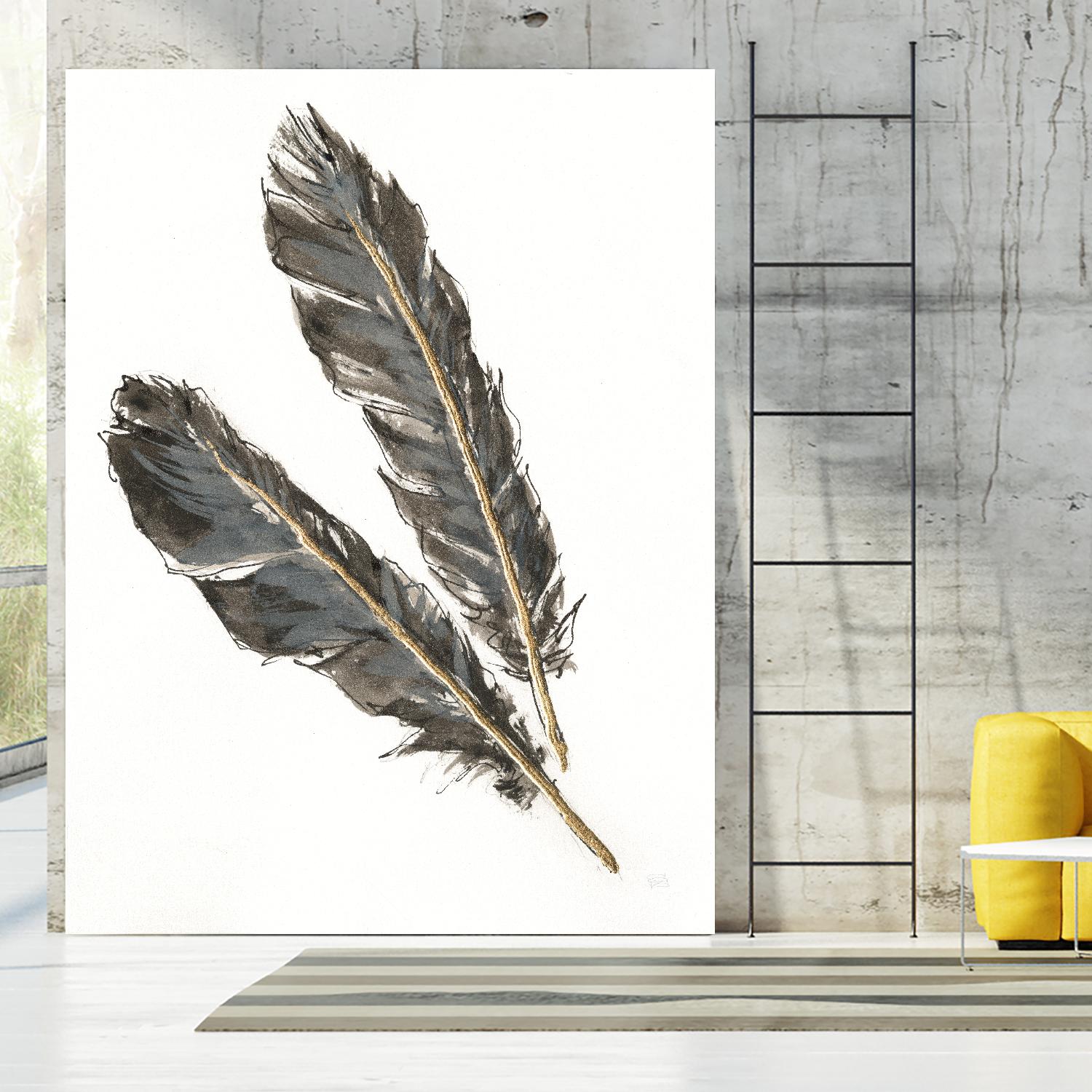 Gold Feathers III on White by Chris Paschke on GIANT ART - gold contemporary