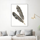 Gold Feathers III on White by Chris Paschke on GIANT ART - gold contemporary