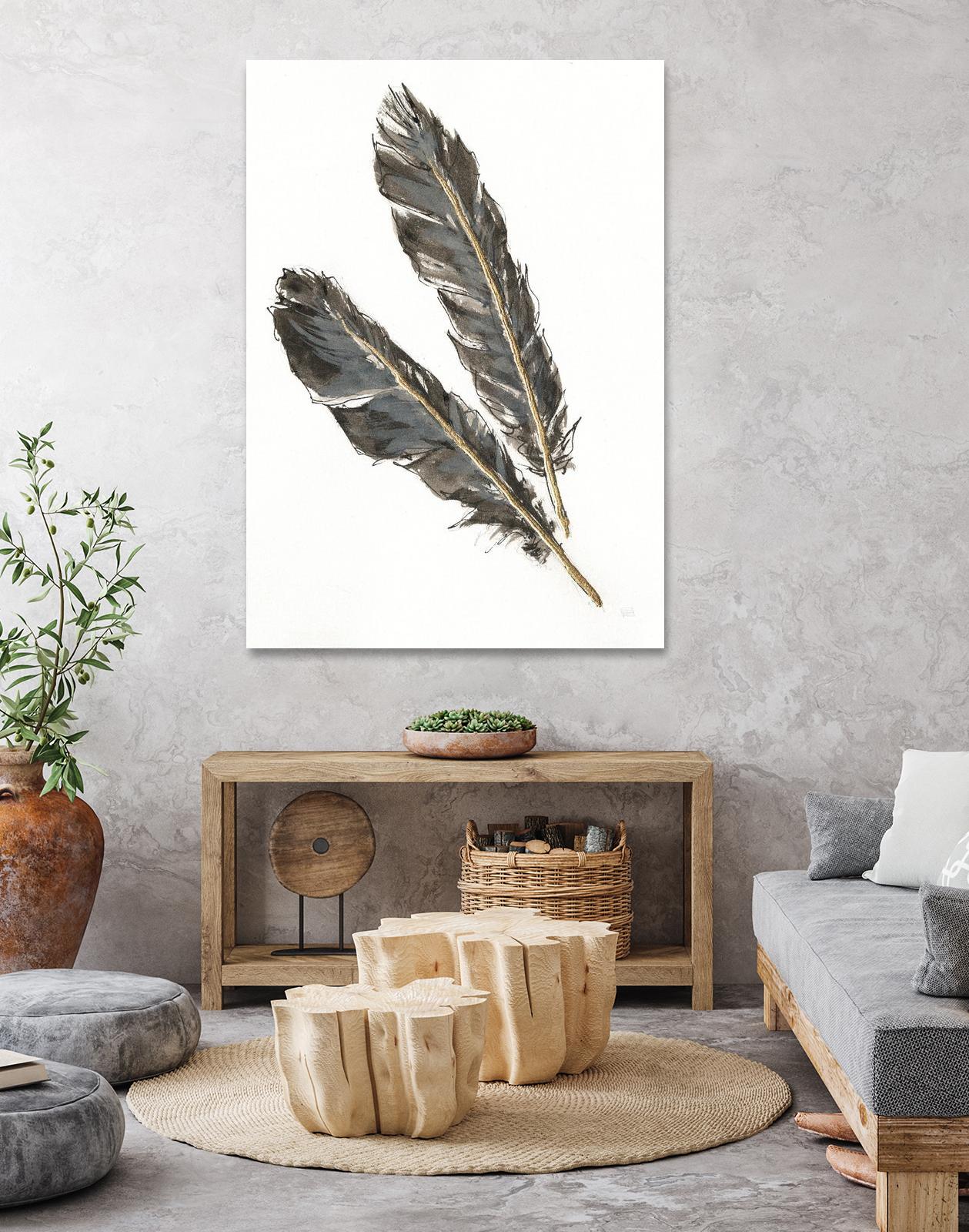 Gold Feathers III on White by Chris Paschke on GIANT ART - gold contemporary