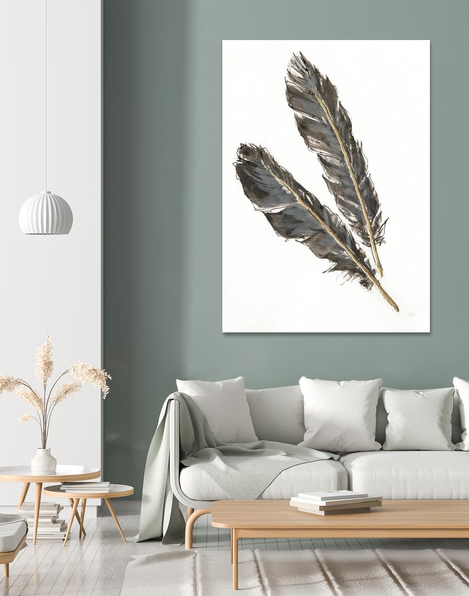 Gold Feathers III on White by Chris Paschke on GIANT ART - gold contemporary