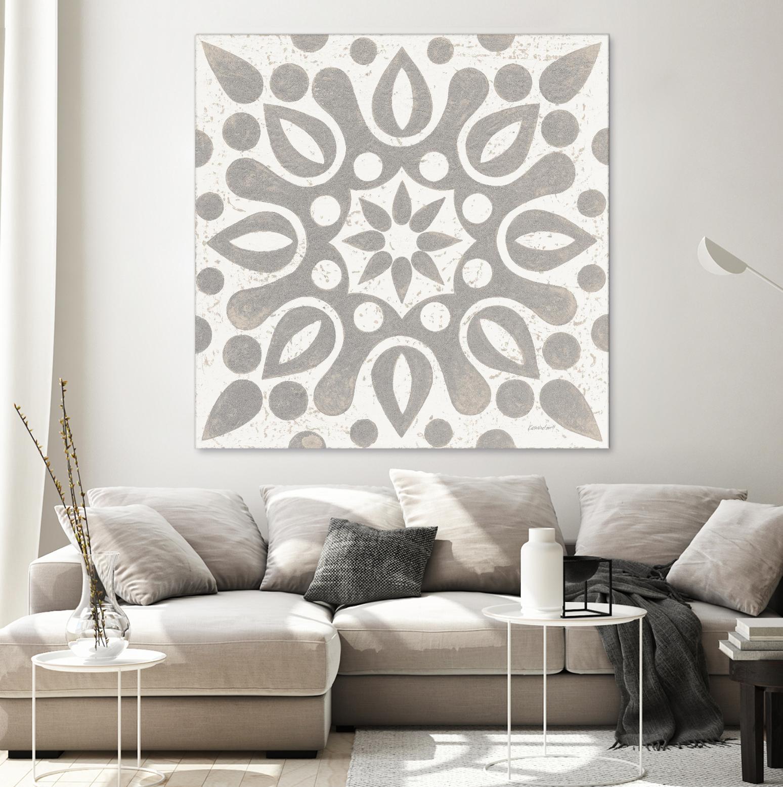 Winter Caravan Tile IV by Kathrine Lovell on GIANT ART - multi abstract cream