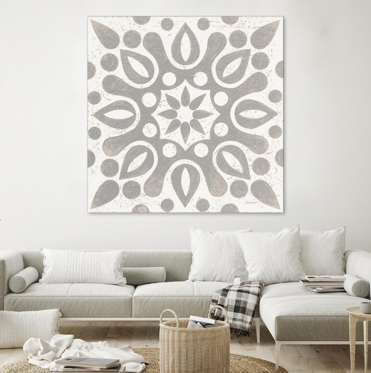 Winter Caravan Tile IV by Kathrine Lovell on GIANT ART - multi abstract cream