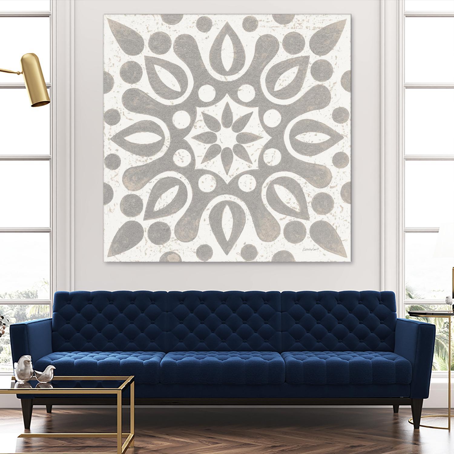 Winter Caravan Tile IV by Kathrine Lovell on GIANT ART - multi abstract cream