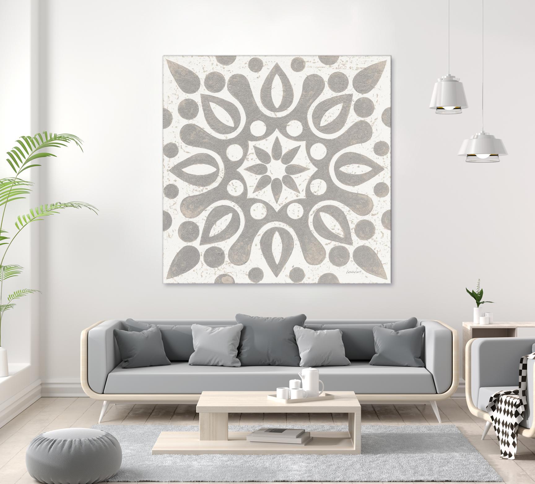 Winter Caravan Tile IV by Kathrine Lovell on GIANT ART - multi abstract cream