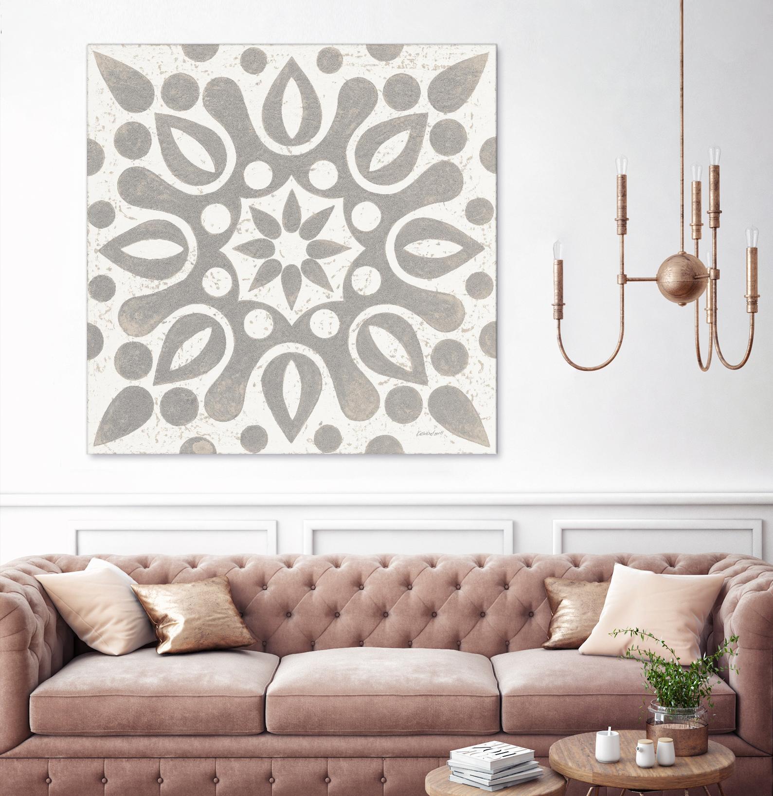 Winter Caravan Tile IV by Kathrine Lovell on GIANT ART - multi abstract cream