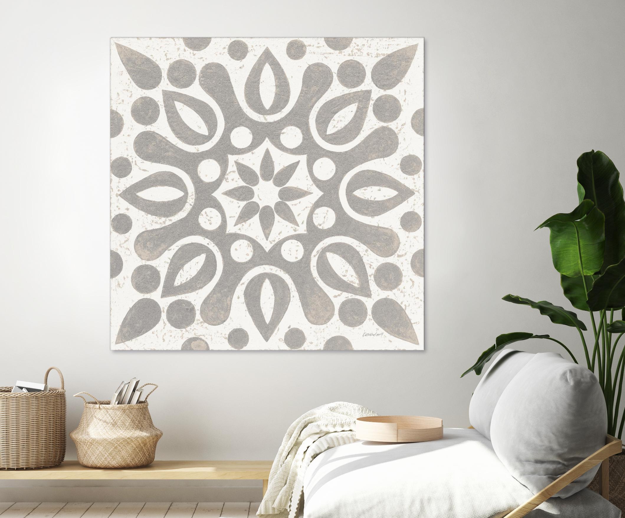 Winter Caravan Tile IV by Kathrine Lovell on GIANT ART - multi abstract cream