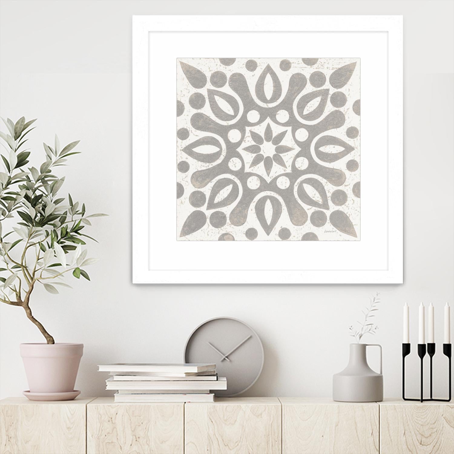 Winter Caravan Tile IV by Kathrine Lovell on GIANT ART - multi abstract cream