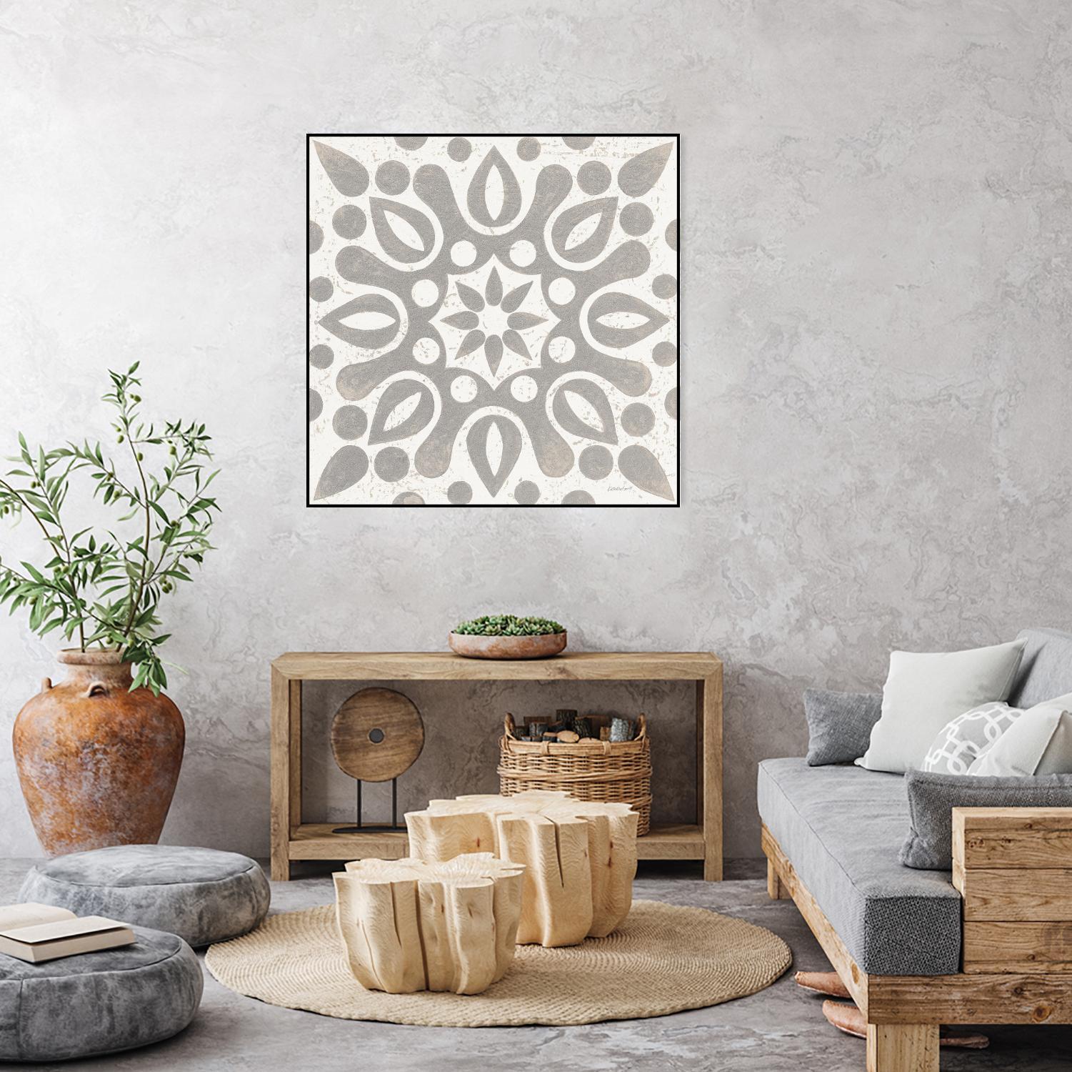 Winter Caravan Tile IV by Kathrine Lovell on GIANT ART - multi abstract cream