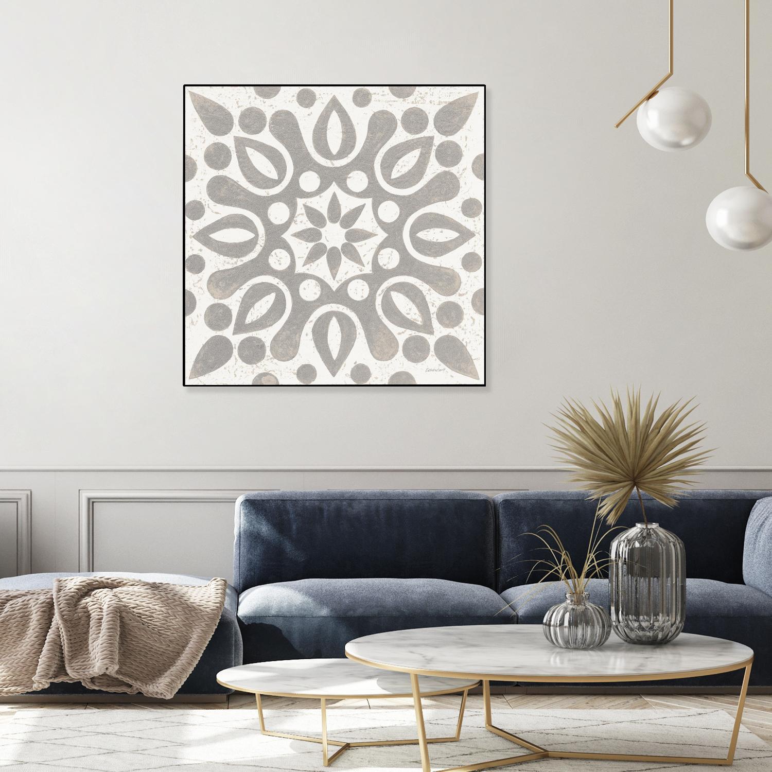 Winter Caravan Tile IV by Kathrine Lovell on GIANT ART - multi abstract cream