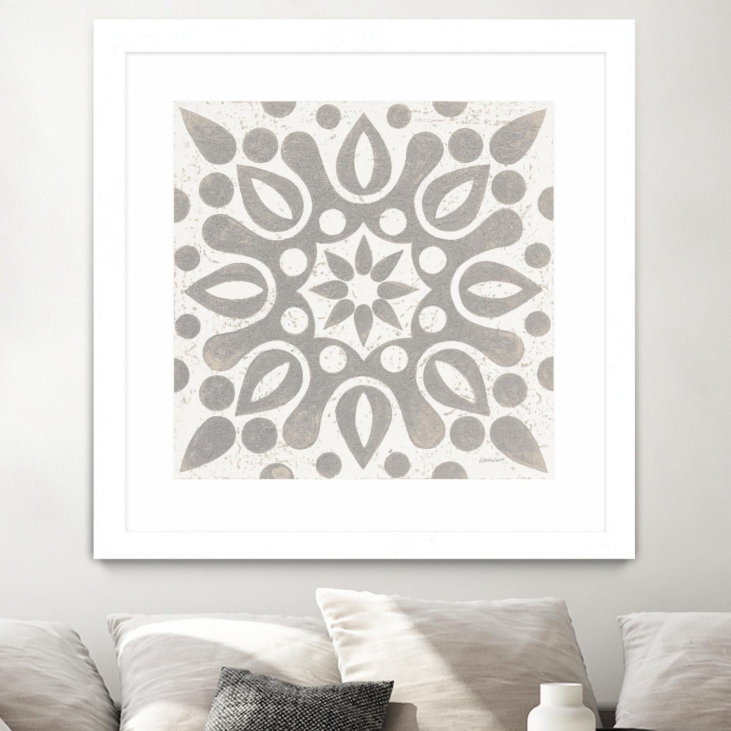 Winter Caravan Tile IV by Kathrine Lovell on GIANT ART - multi abstract cream