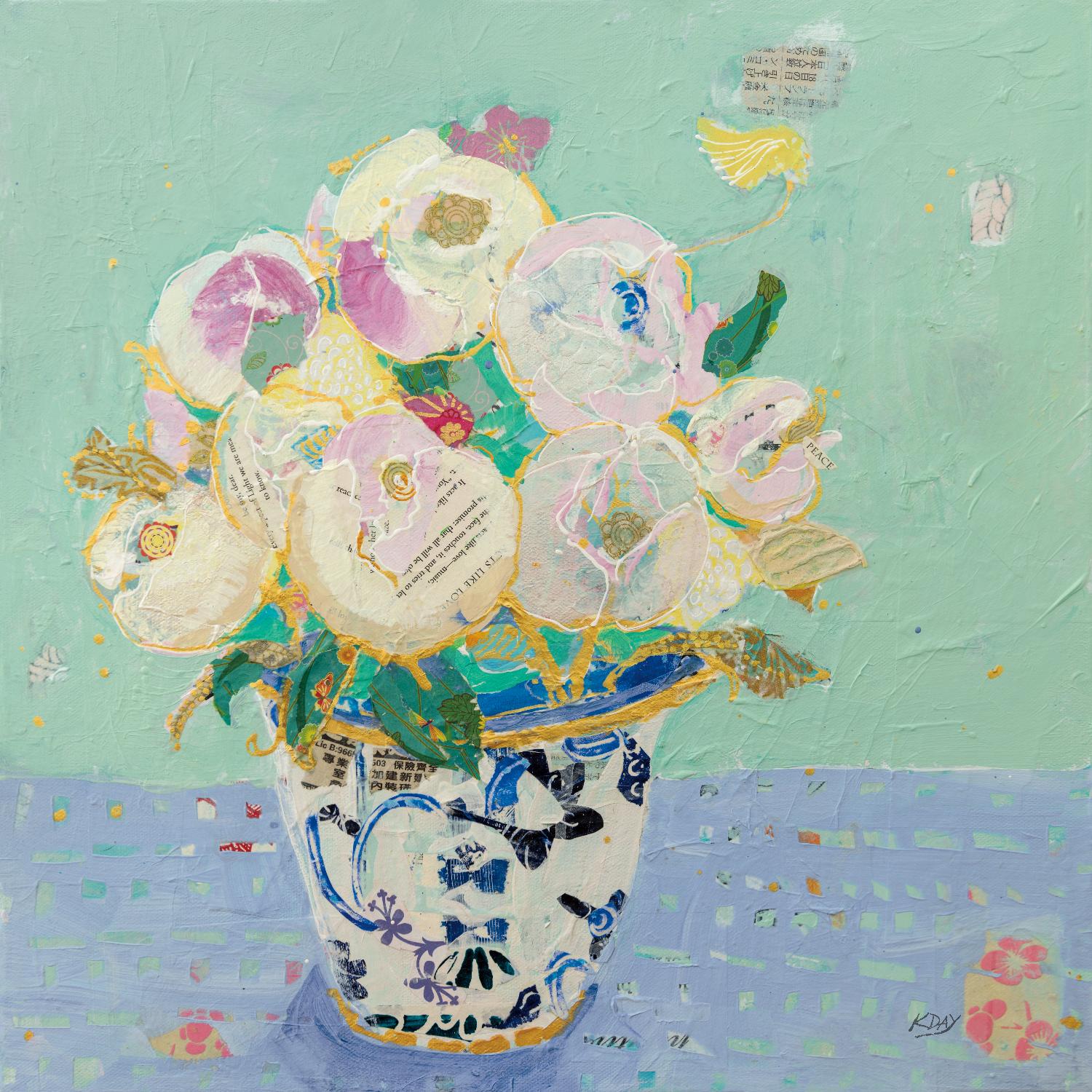 Kristens Peonies by Kellie Day on GIANT ART - florals aqua