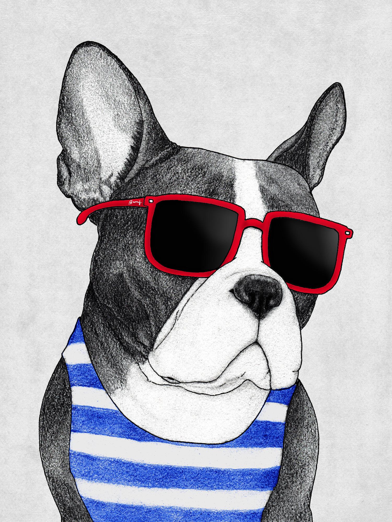 Frenchie Summer Style by Barruf on GIANT ART - multicolor urban/pop surrealism; animals