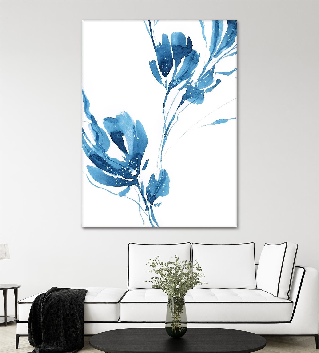 Blue Move 1 by Lesia Binkin on GIANT ART - blue, white floral/still life, patterns, plants