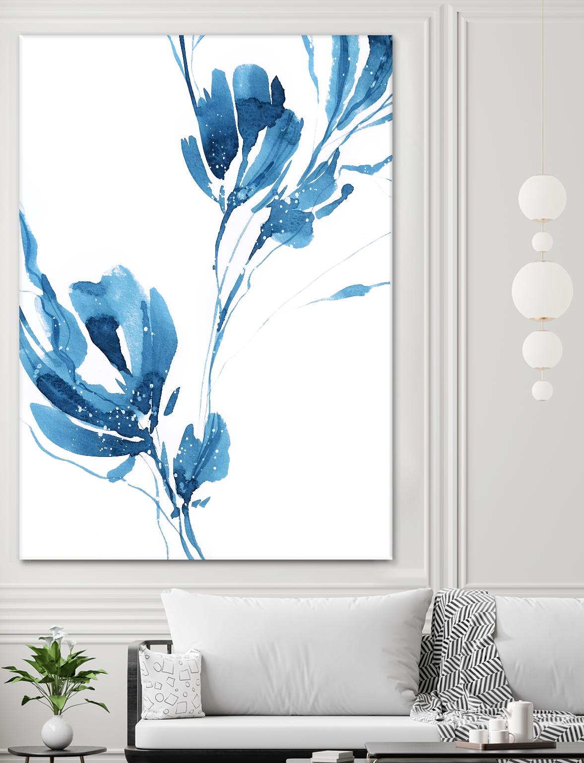 Blue Move 1 by Lesia Binkin on GIANT ART - blue, white floral/still life, patterns, plants