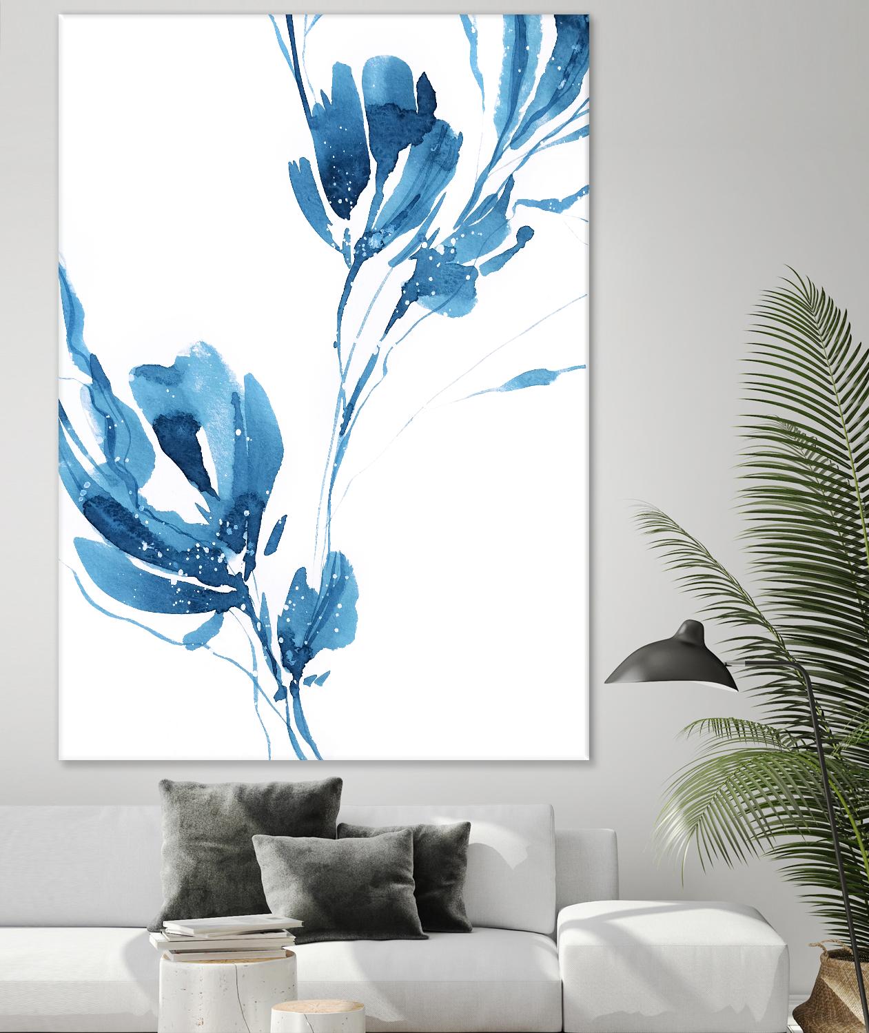Blue Move 1 by Lesia Binkin on GIANT ART - blue, white floral/still life, patterns, plants