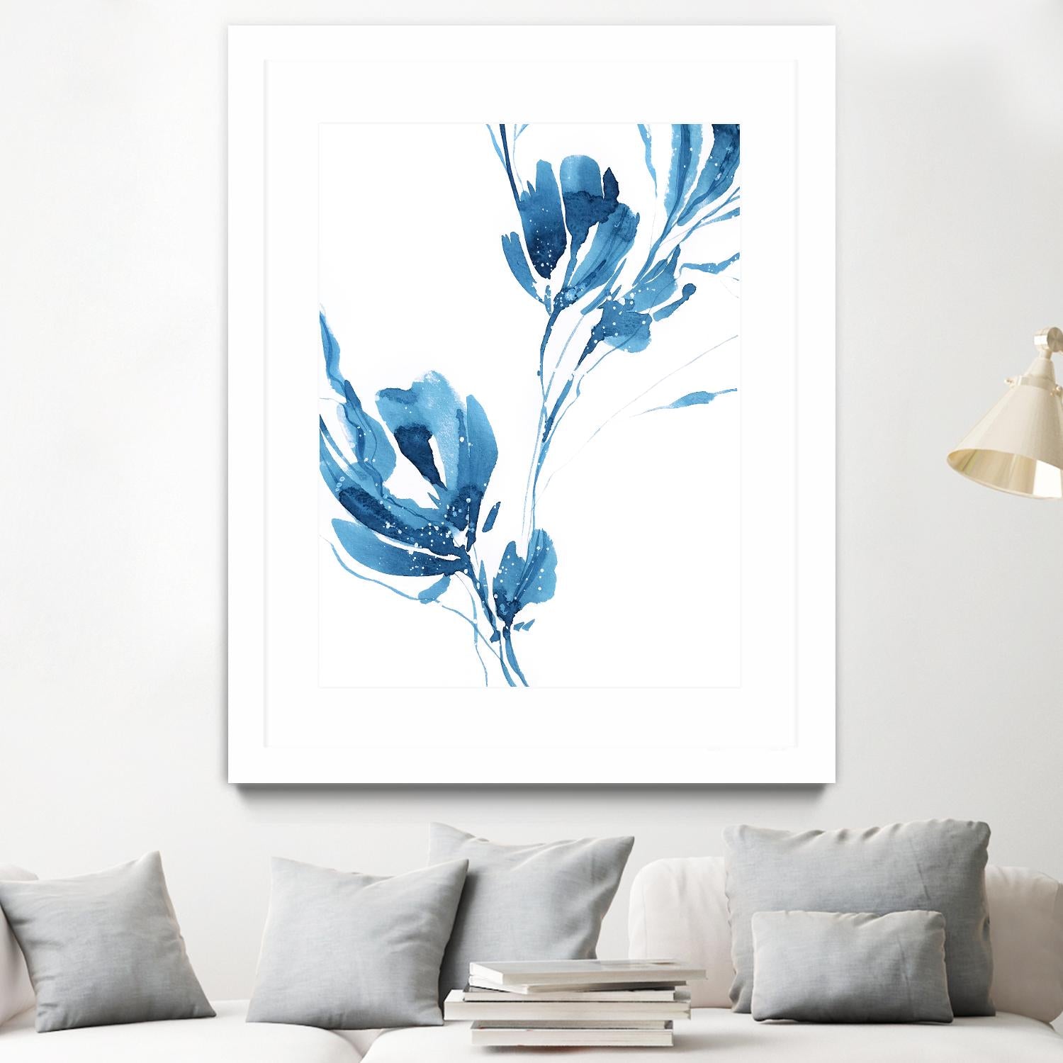 Blue Move 1 by Lesia Binkin on GIANT ART - blue, white floral/still life, patterns, plants