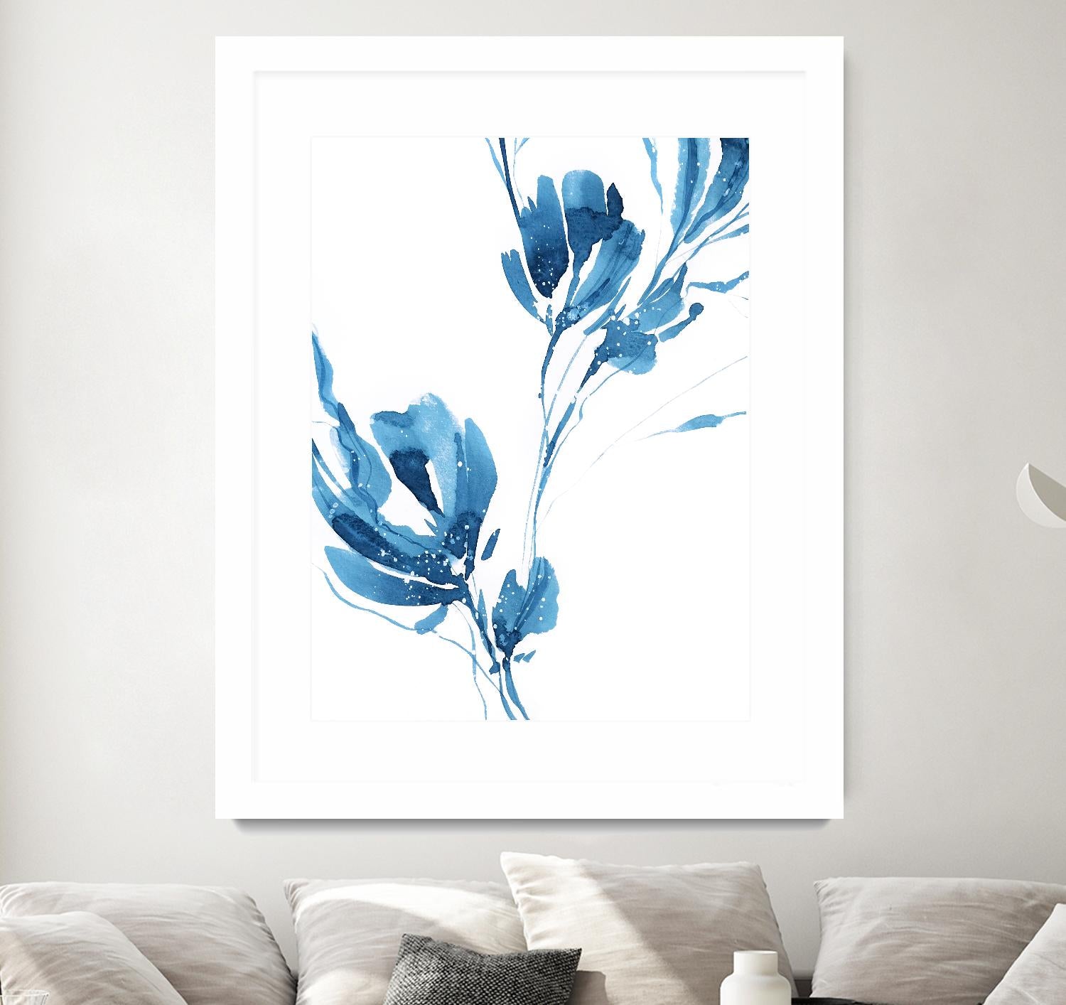 Blue Move 1 by Lesia Binkin on GIANT ART - blue, white floral/still life, patterns, plants