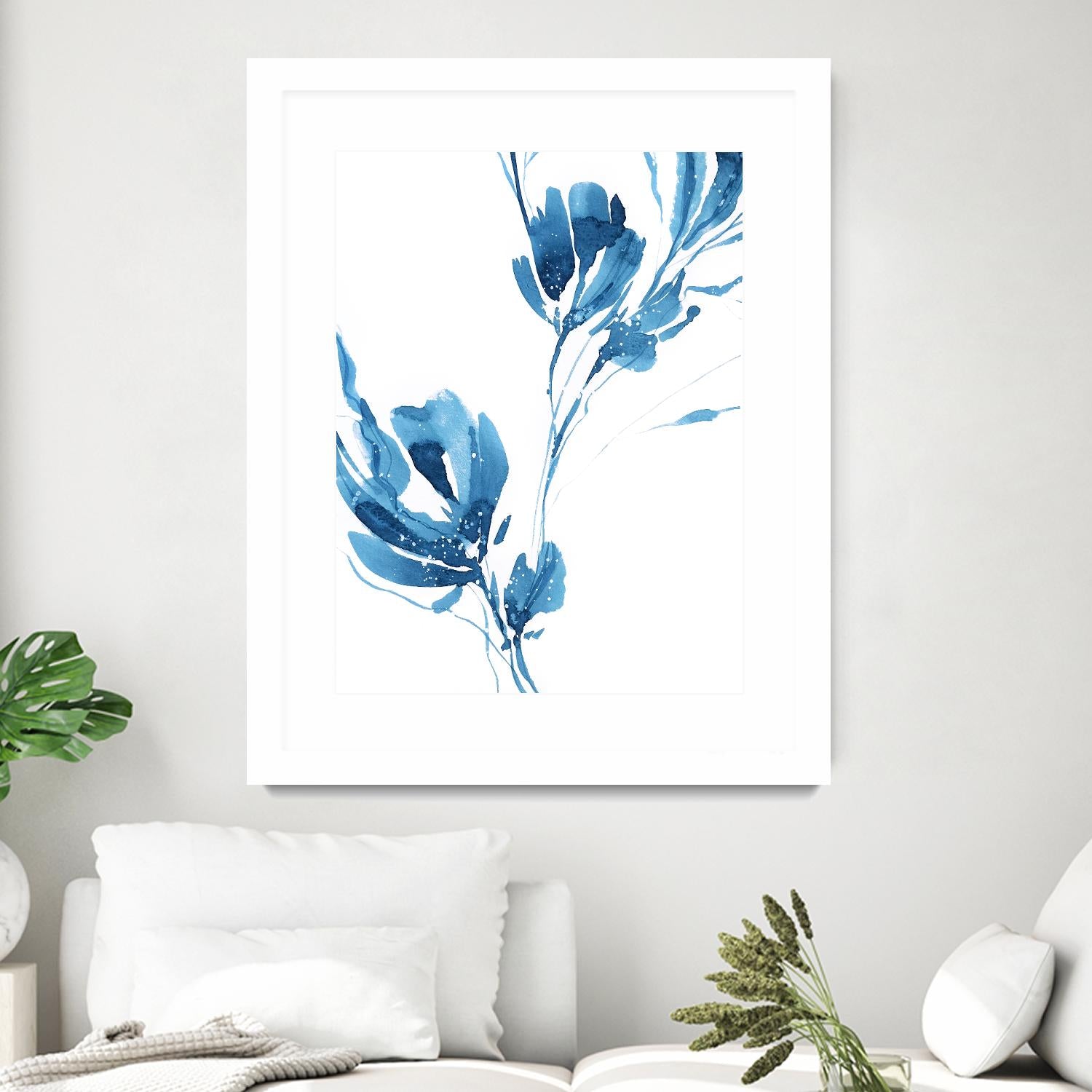 Blue Move 1 by Lesia Binkin on GIANT ART - blue, white floral/still life, patterns, plants