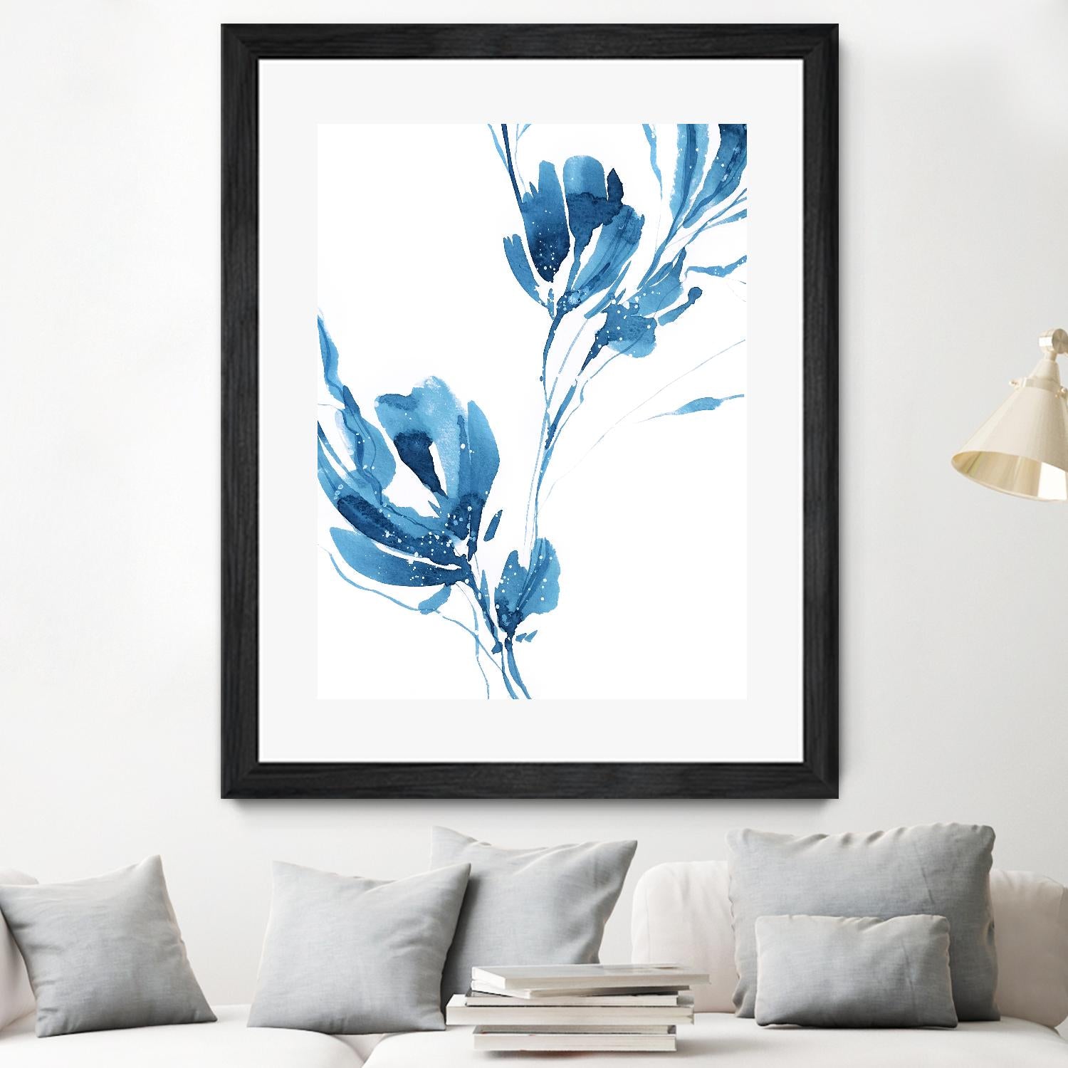 Blue Move 1 by Lesia Binkin on GIANT ART - blue, white floral/still life, patterns, plants