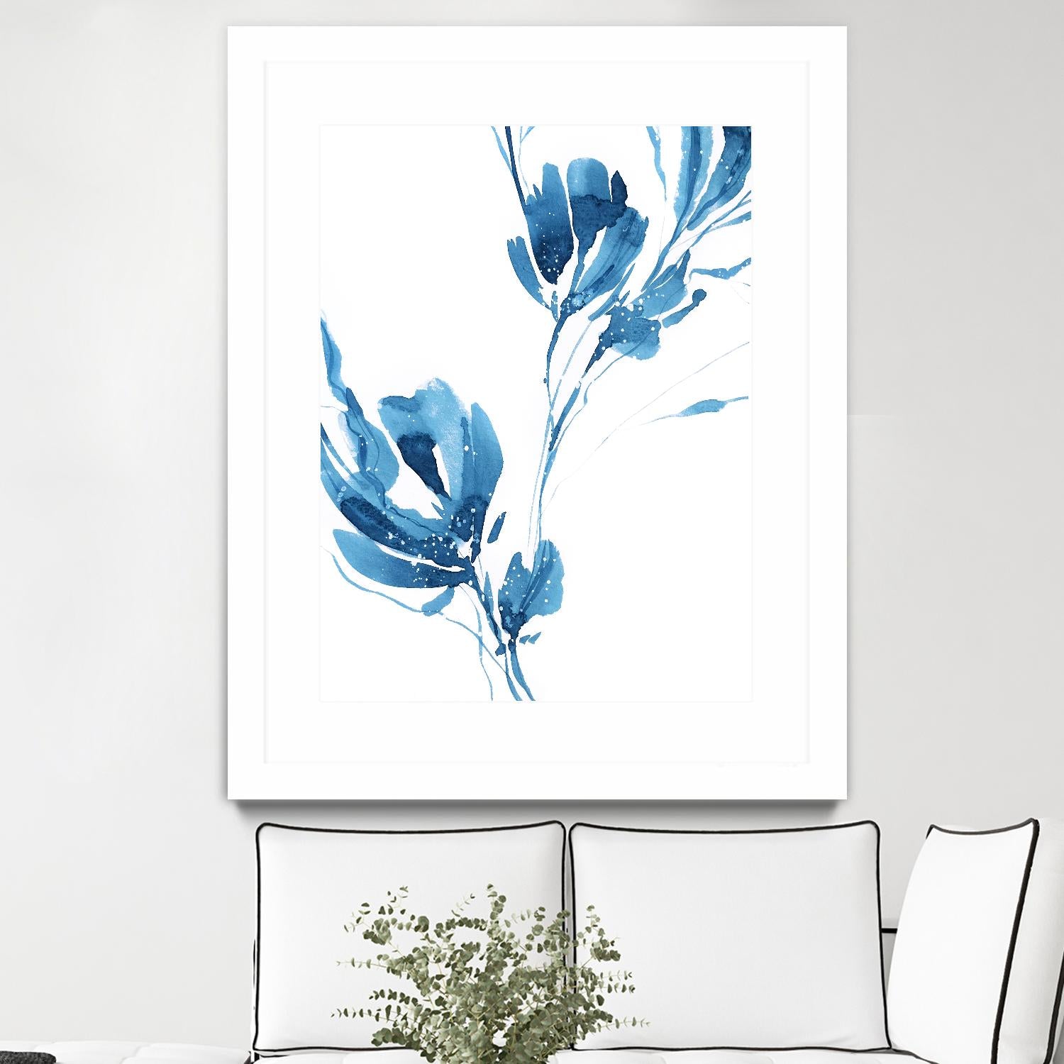 Blue Move 1 by Lesia Binkin on GIANT ART - blue, white floral/still life, patterns, plants