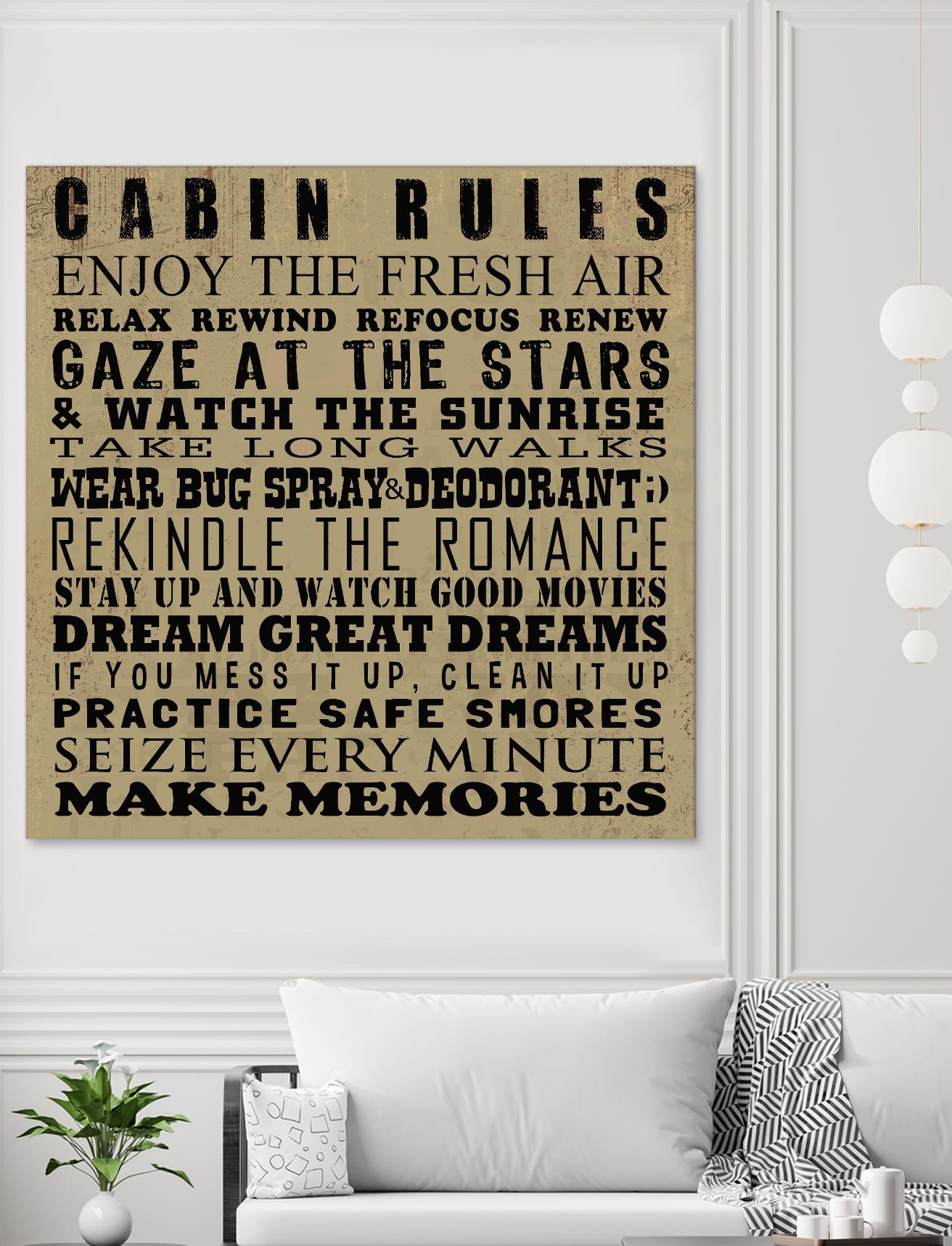 Cabin Rules by Jim Baldwin on GIANT ART - multicolor inspirational