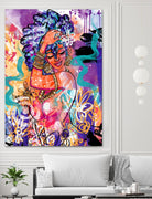 Gold Flowers by Justin Copeland on GIANT ART - multicolor ethnic; figurative; contemporary