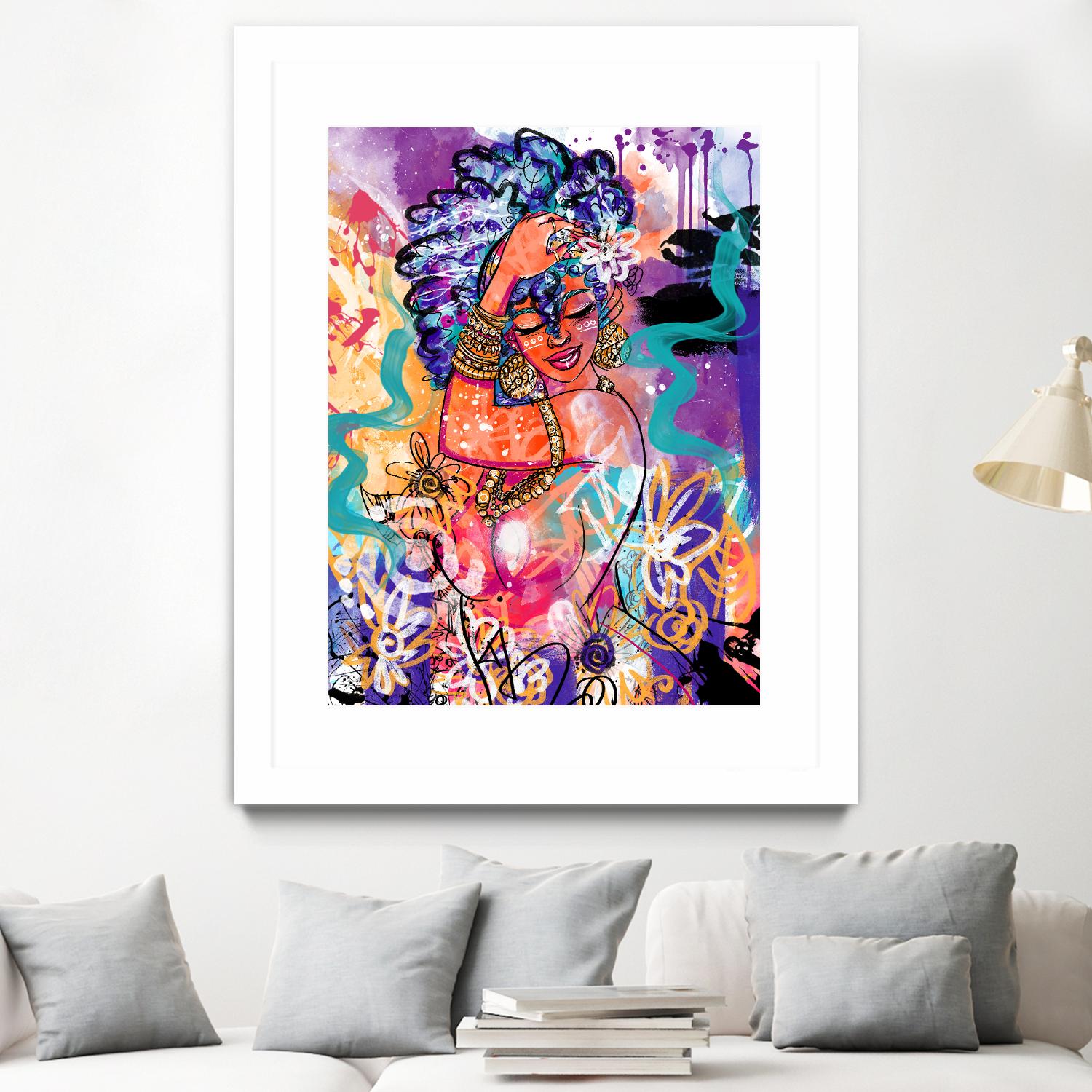 Gold Flowers by Justin Copeland on GIANT ART - multicolor ethnic; figurative; contemporary