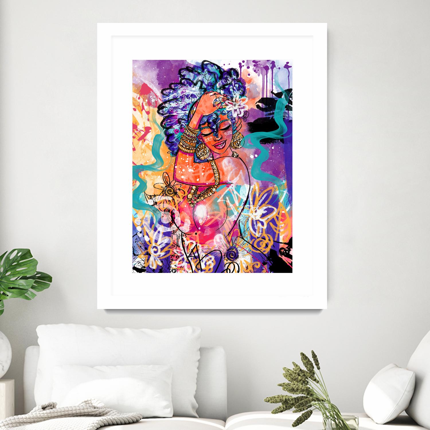 Gold Flowers by Justin Copeland on GIANT ART - multicolor ethnic; figurative; contemporary