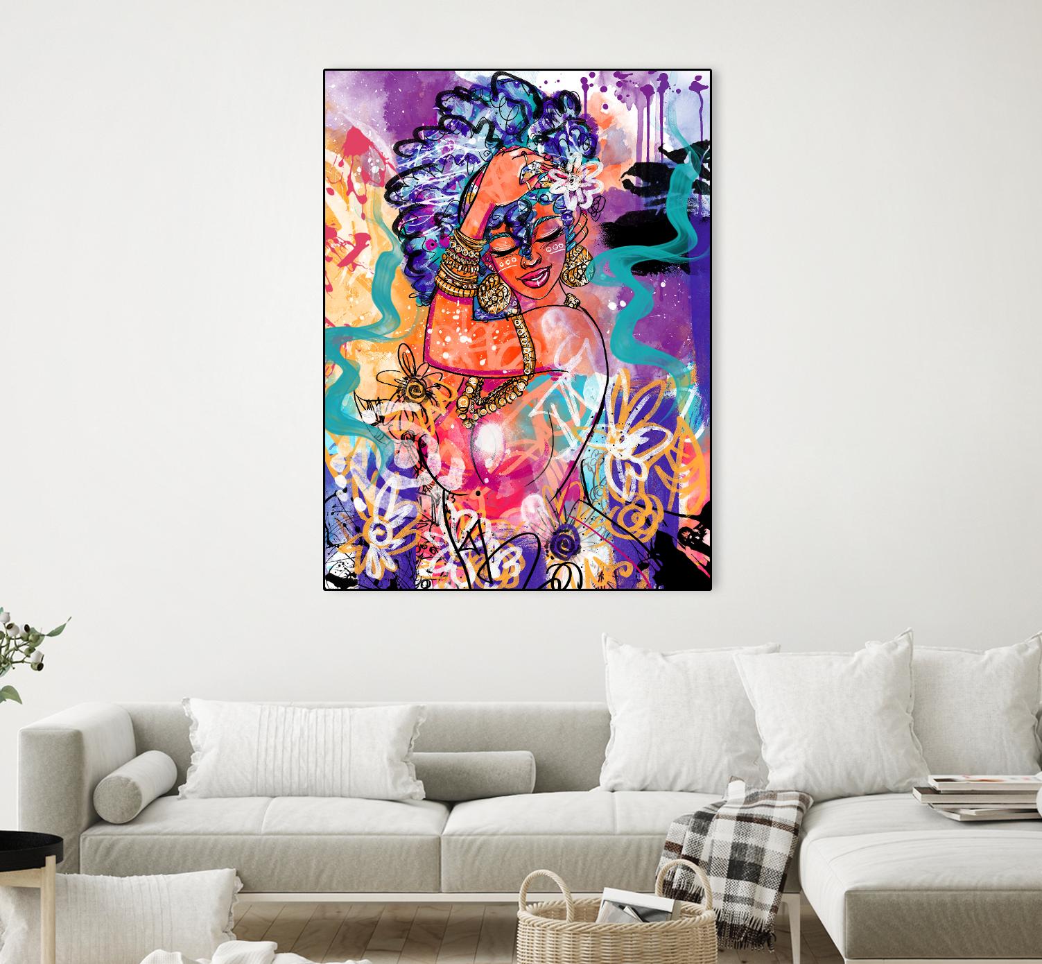 Gold Flowers by Justin Copeland on GIANT ART - multicolor ethnic; figurative; contemporary