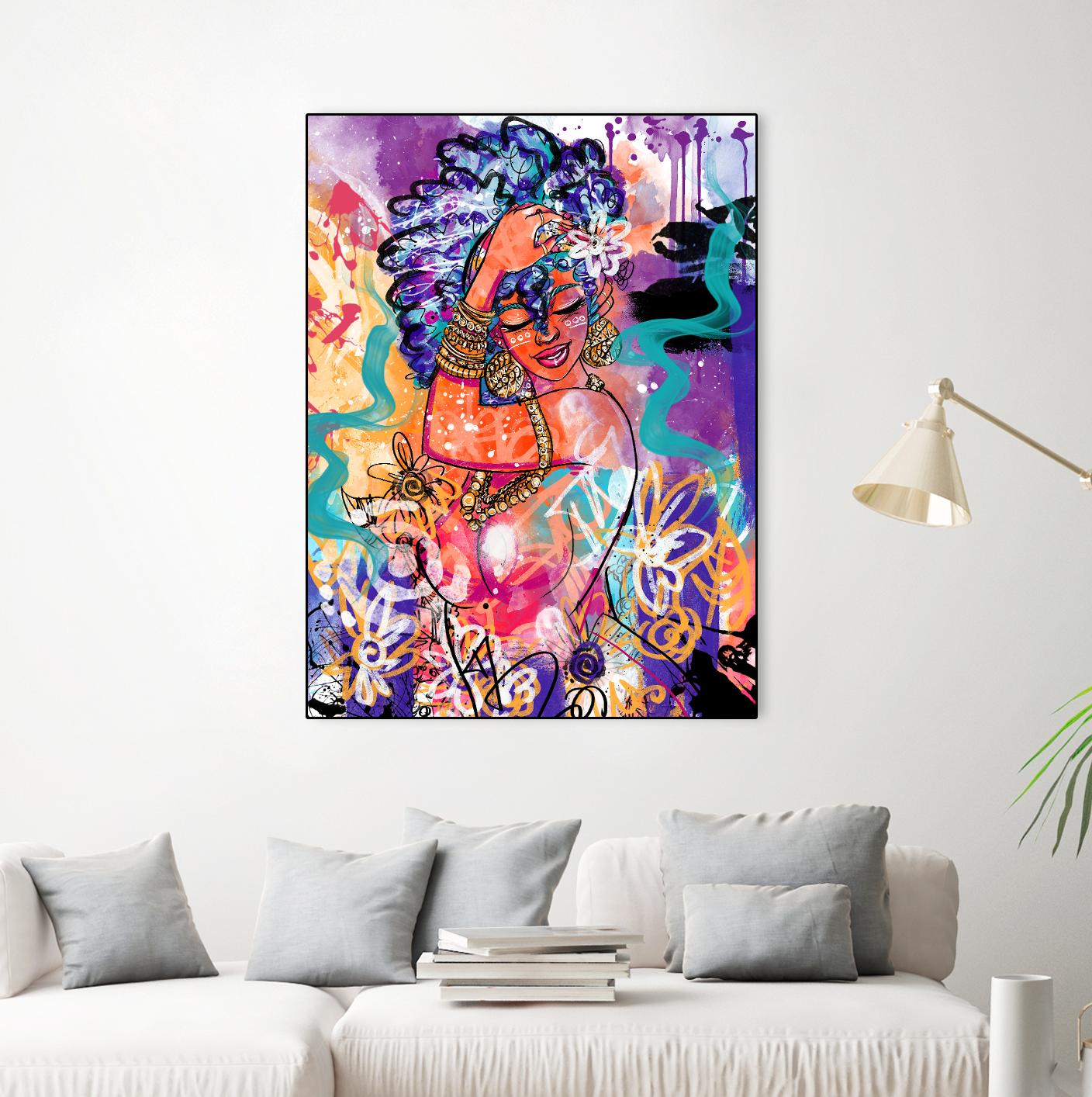 Gold Flowers by Justin Copeland on GIANT ART - multicolor ethnic; figurative; contemporary