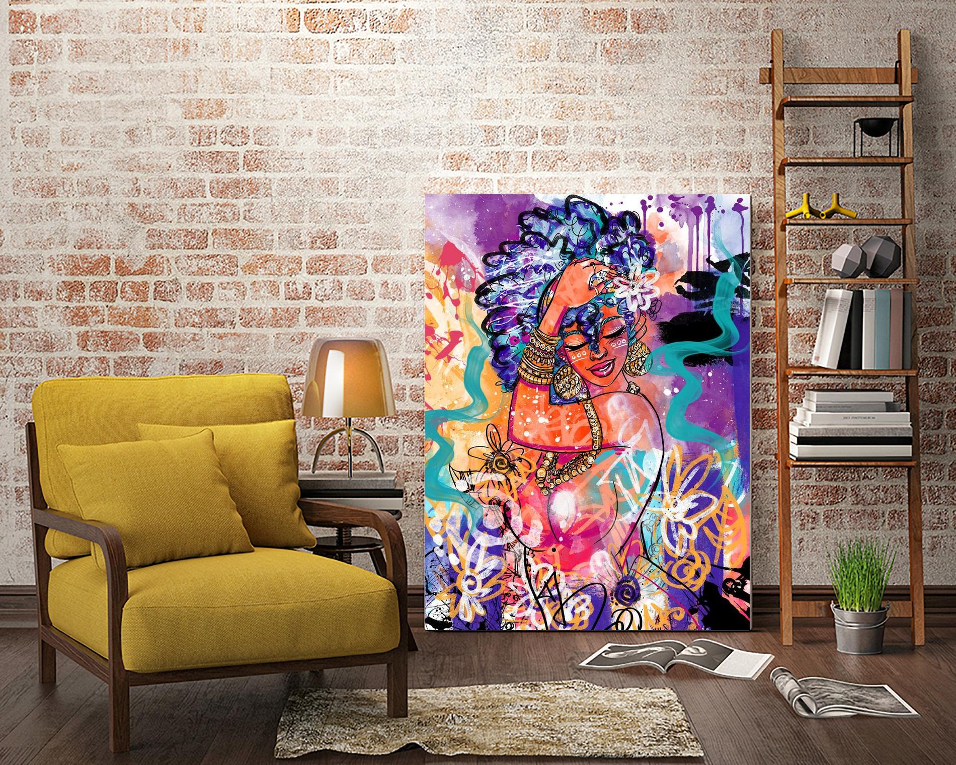 Gold Flowers by Justin Copeland on GIANT ART - multicolor ethnic; figurative; contemporary