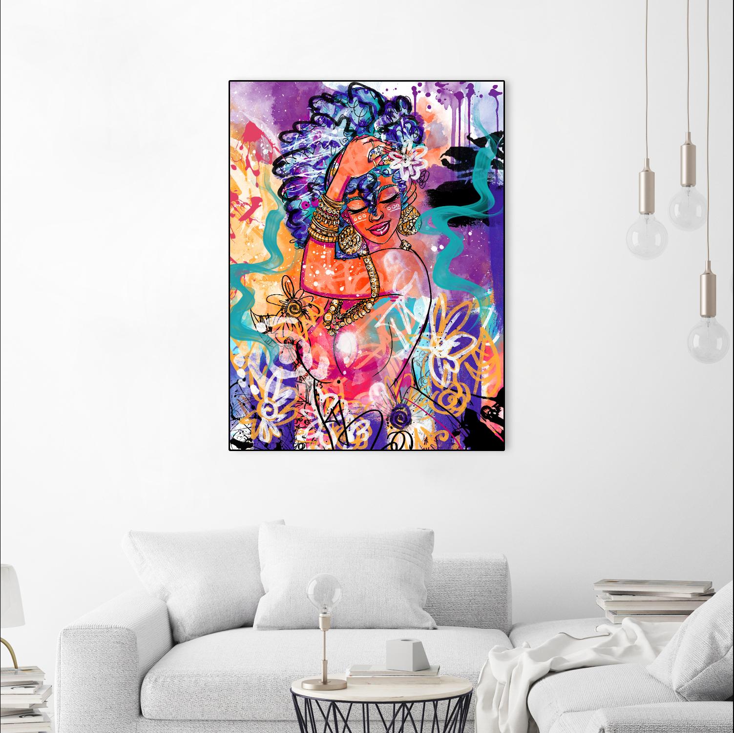 Gold Flowers by Justin Copeland on GIANT ART - multicolor ethnic; figurative; contemporary